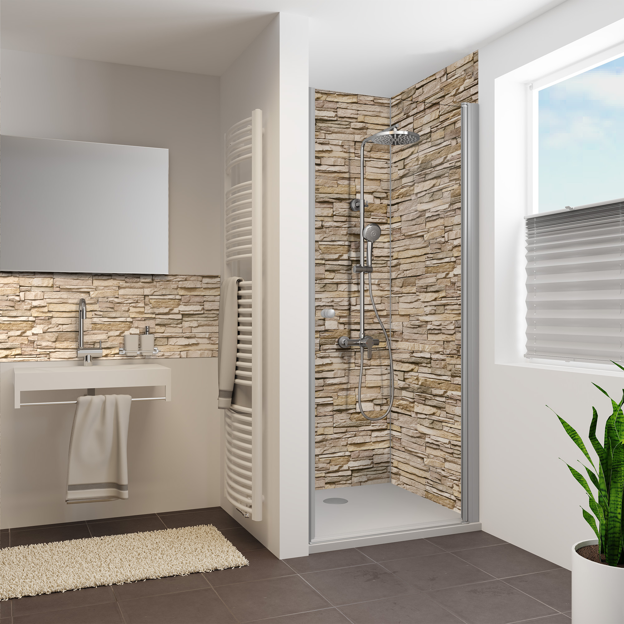 Rückwand, Mauer Optik hell