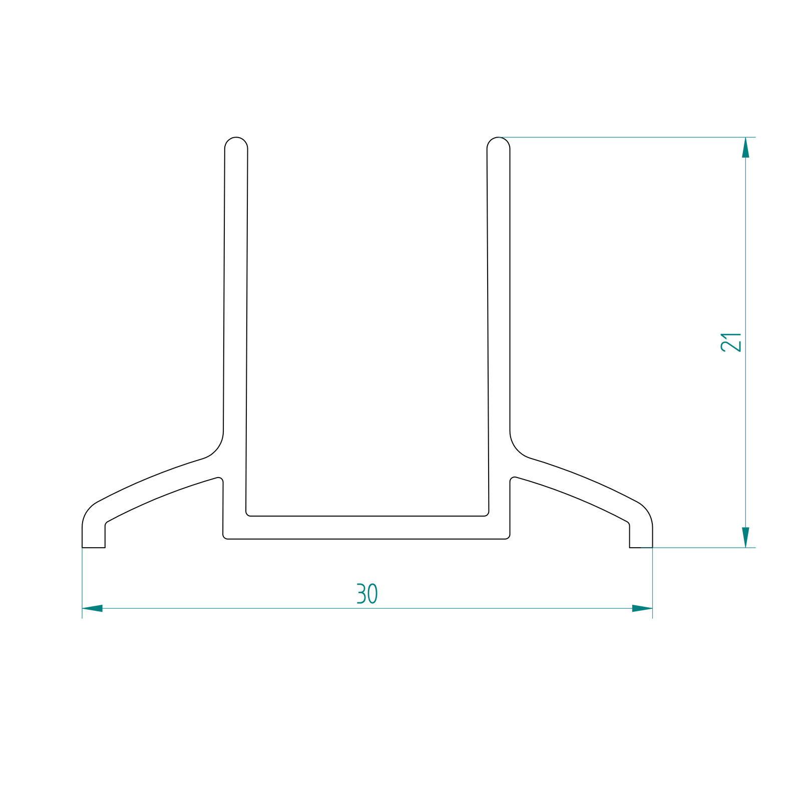 Wandanschlussprofil, gerade, senkrecht, 1400 mm,