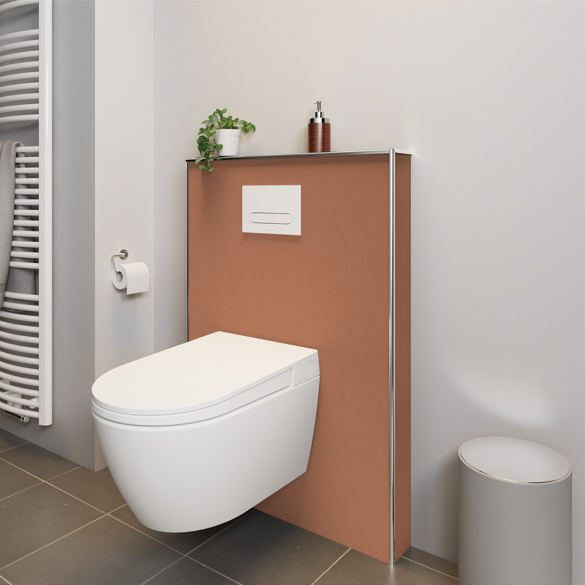 Seidenmatt Kupfer Metallic, WC an Vorwand