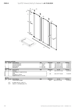 Badewannenfaltwand 3-tlg. 21.01.2026