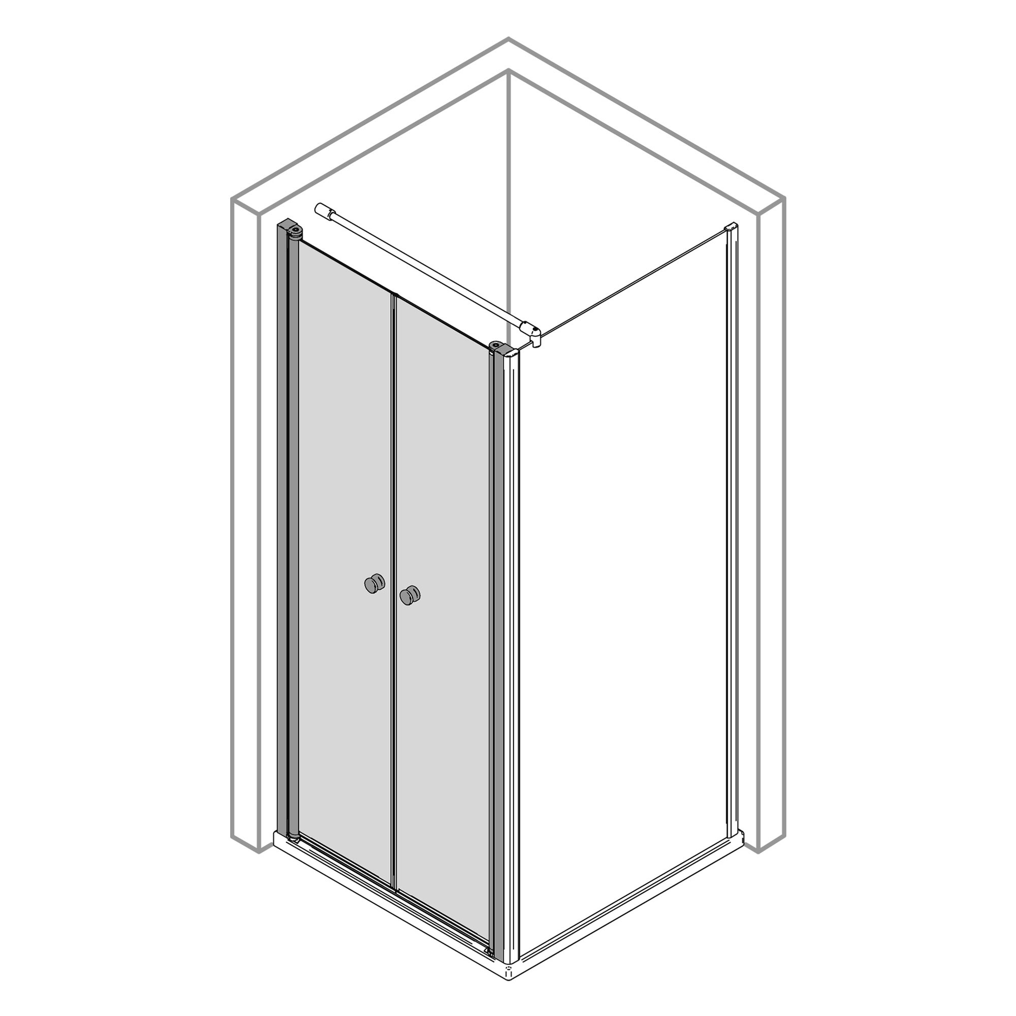 Elana 2.0 eckig Pendeltuer fuer Seitenwand, links, alu chromeffekt, Pictogramm