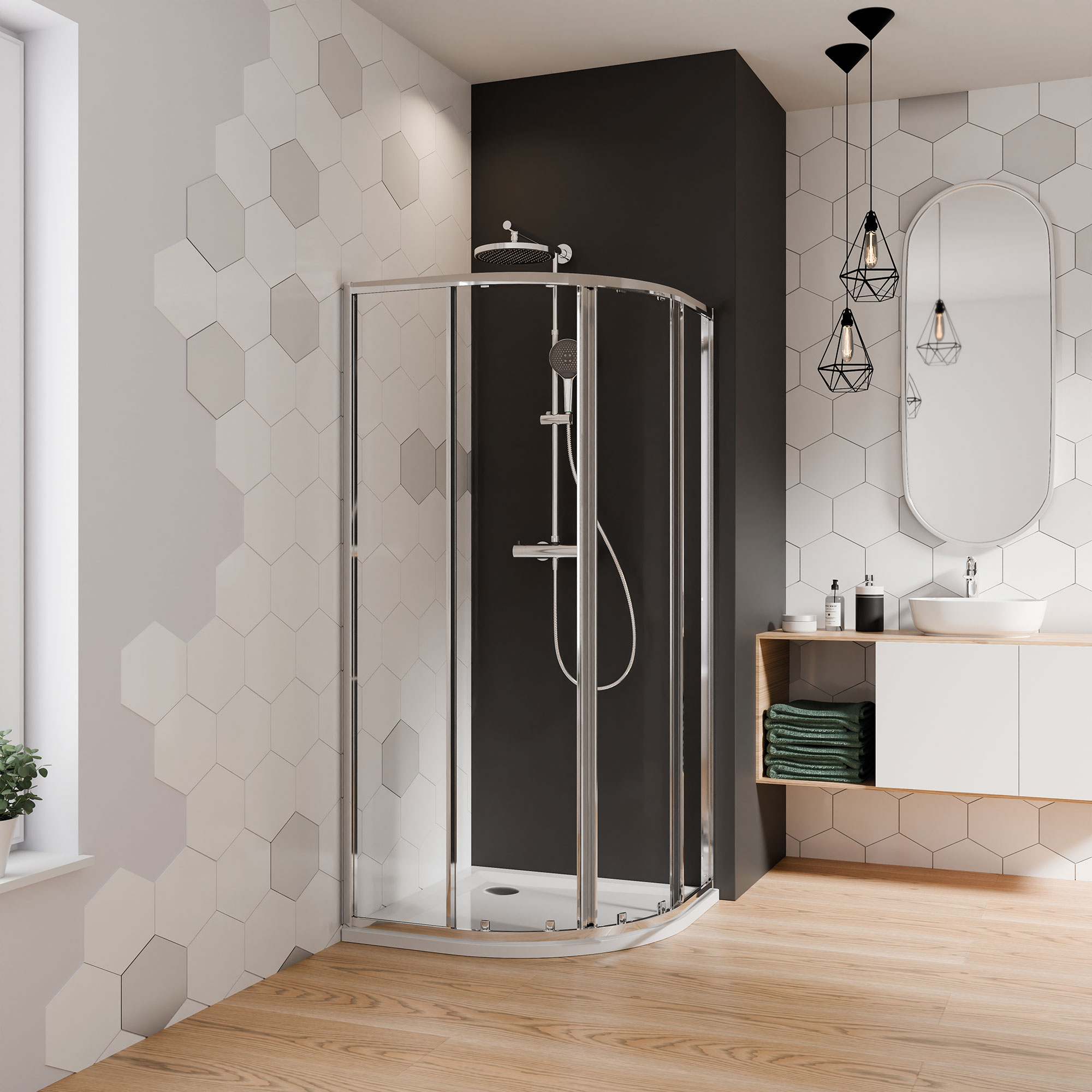 Fara 6 Runddusche Schiebetür 4-teilig, Radius 550