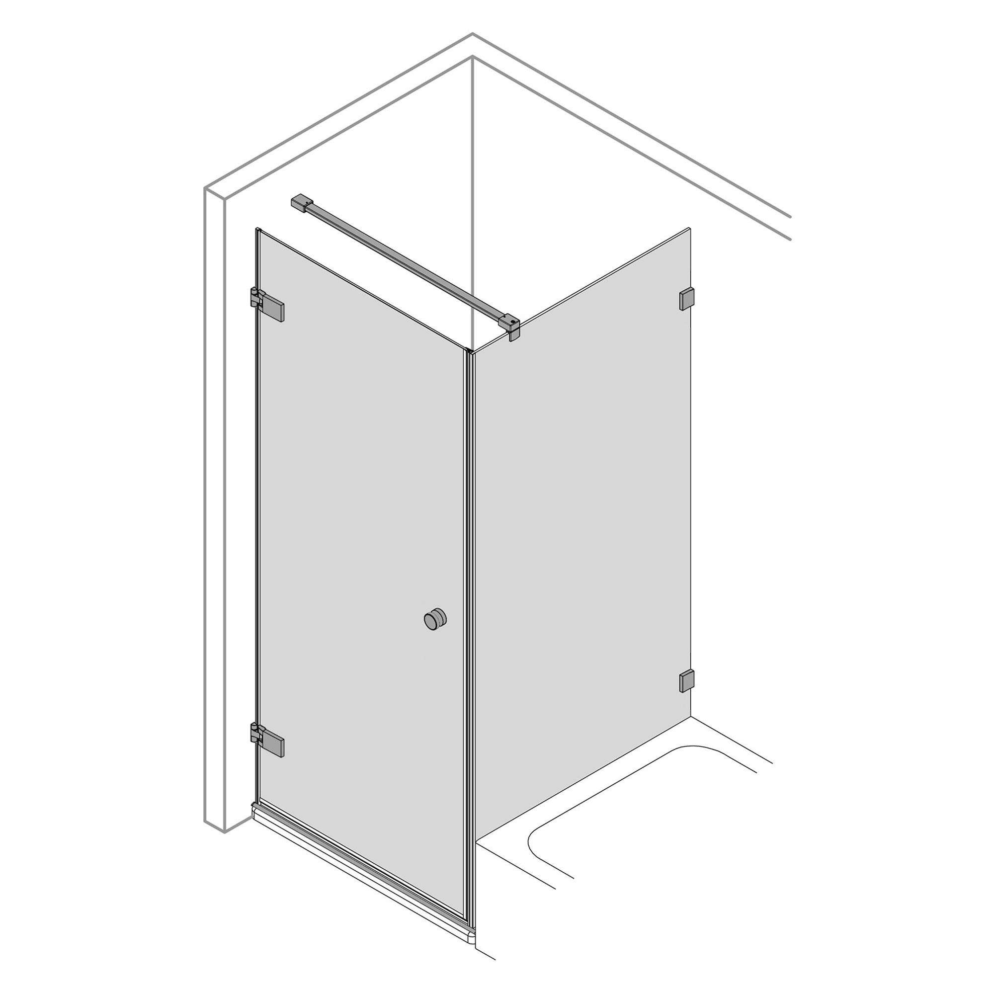 First Glass: Drehtür links mit Badewannenseitenwand, Pictogreamm