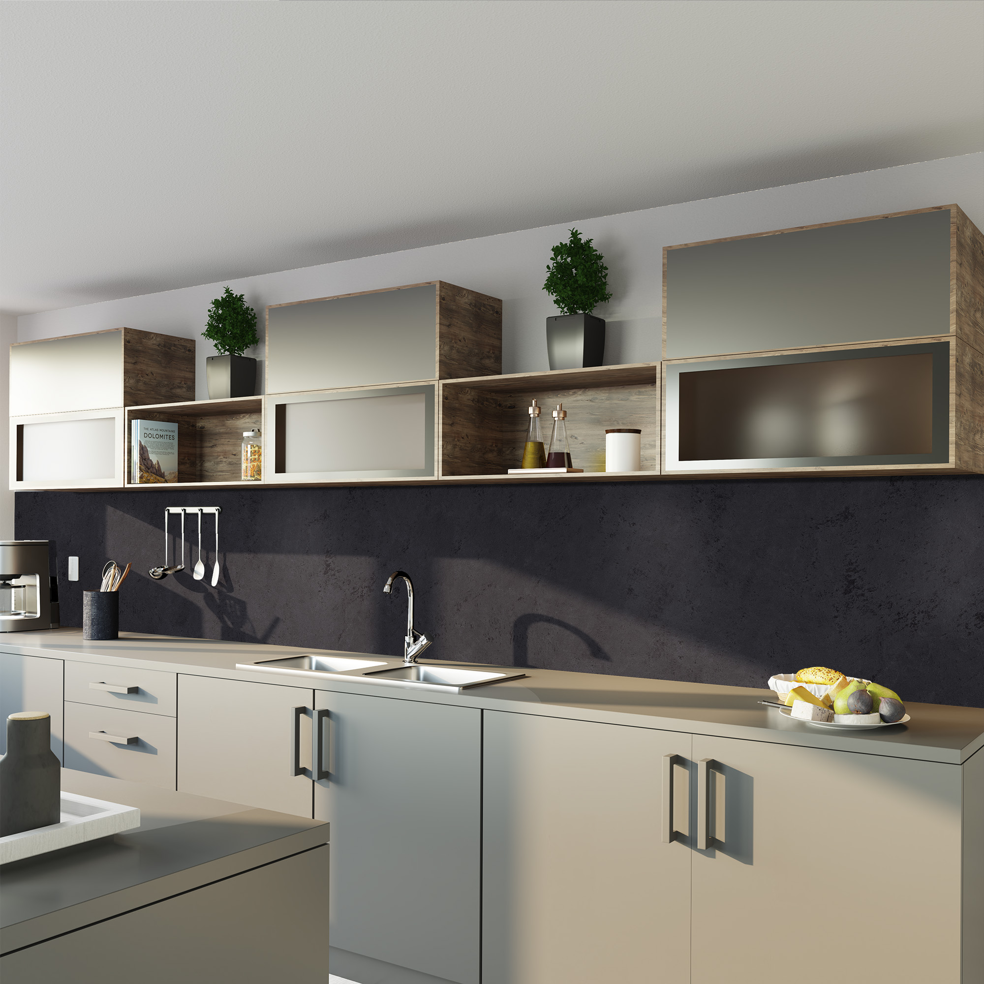 Seidenmatt Stein Anthrazit, Küche