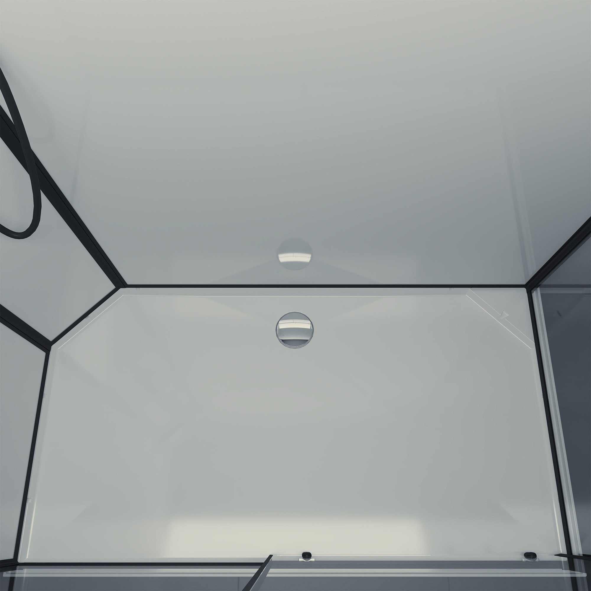 Komplettdusche BR 100: Schiebetür und Seitenwand, Anschlag links, Detail Duschwanne