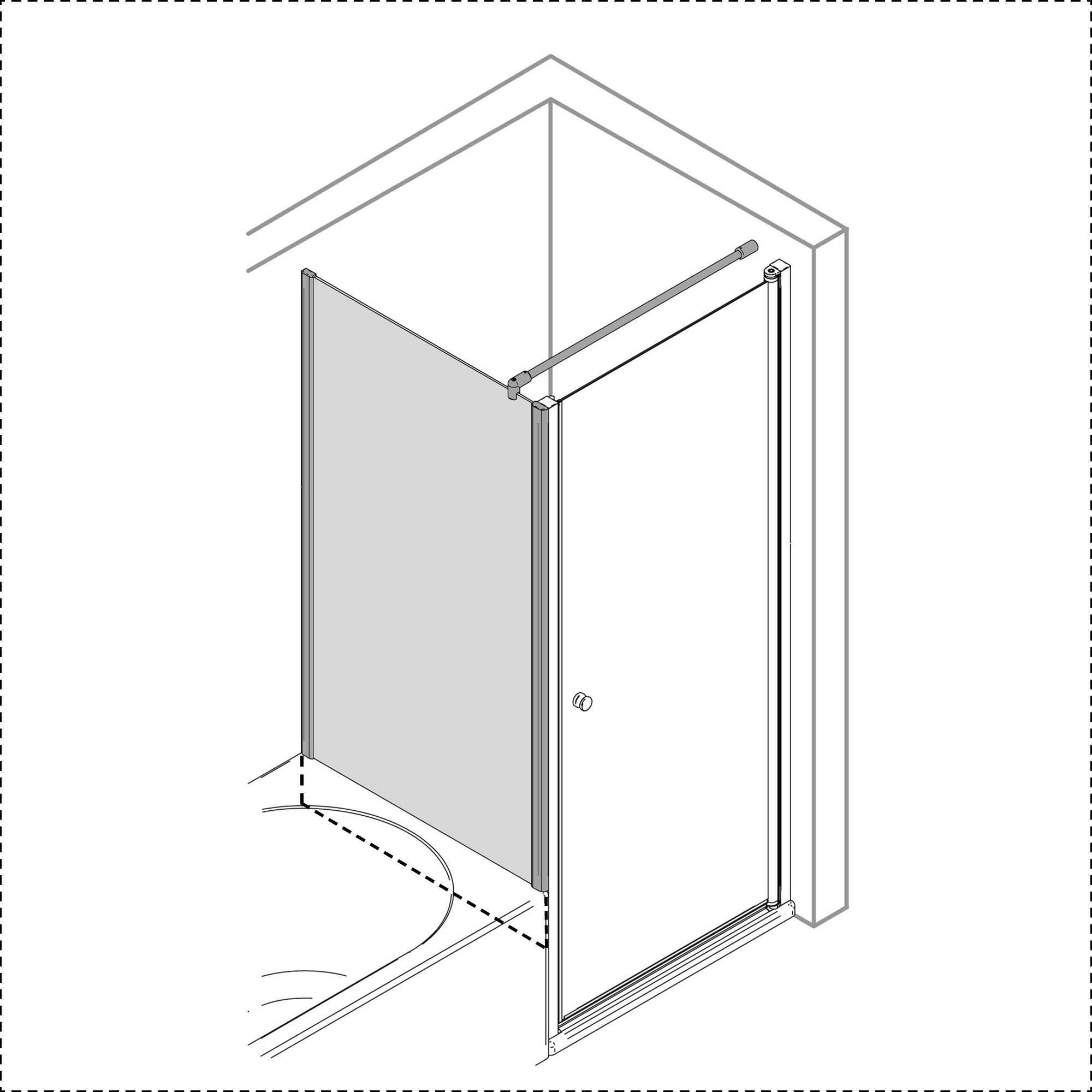 Elana 2.0 eckig Badewannenseitenwand, Anschlag links, für DFT/DT und DT+FT neben der Wanne