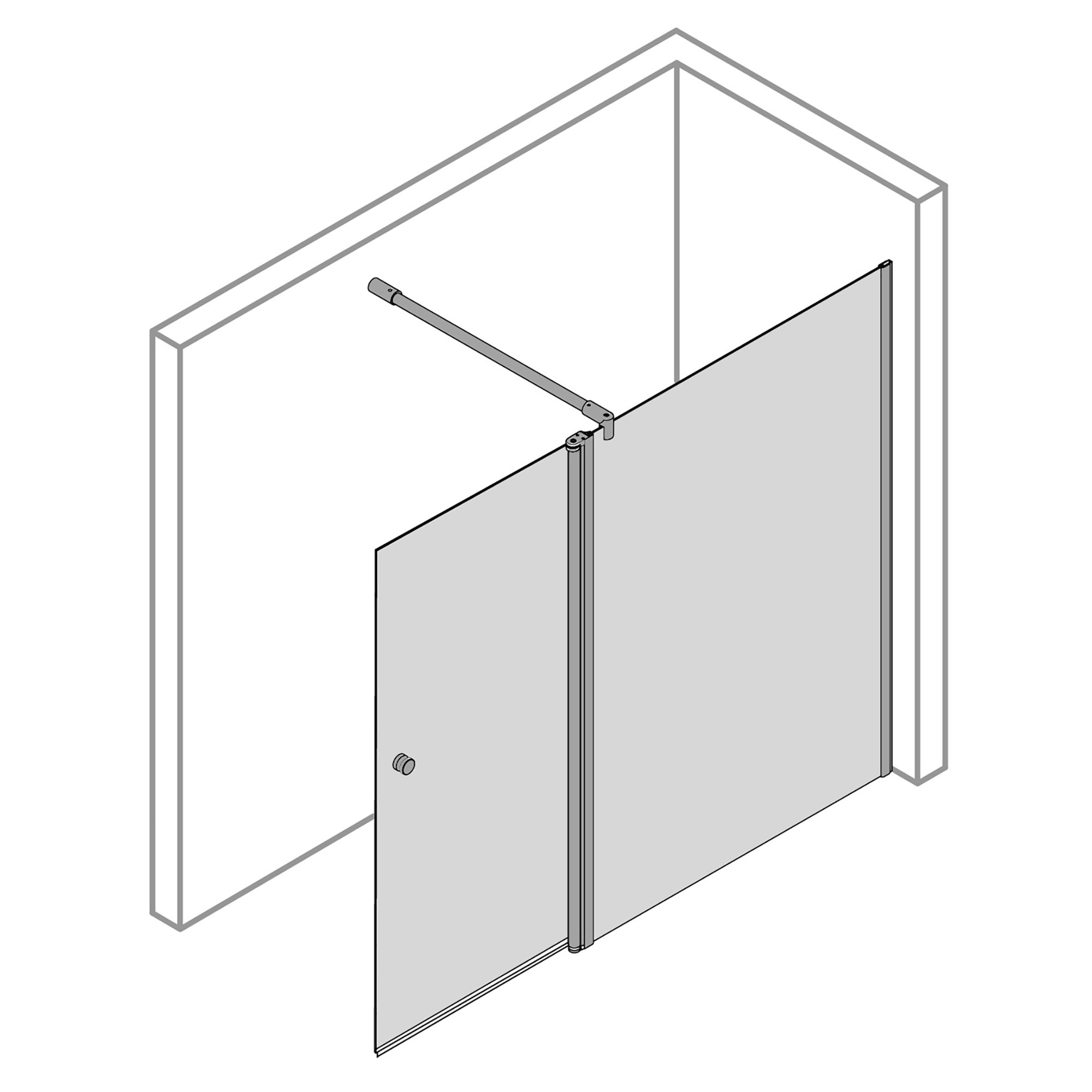 Entra Duschwand mit beweglichem Element in Flucht, Anschlag rechts, Pictogramm
