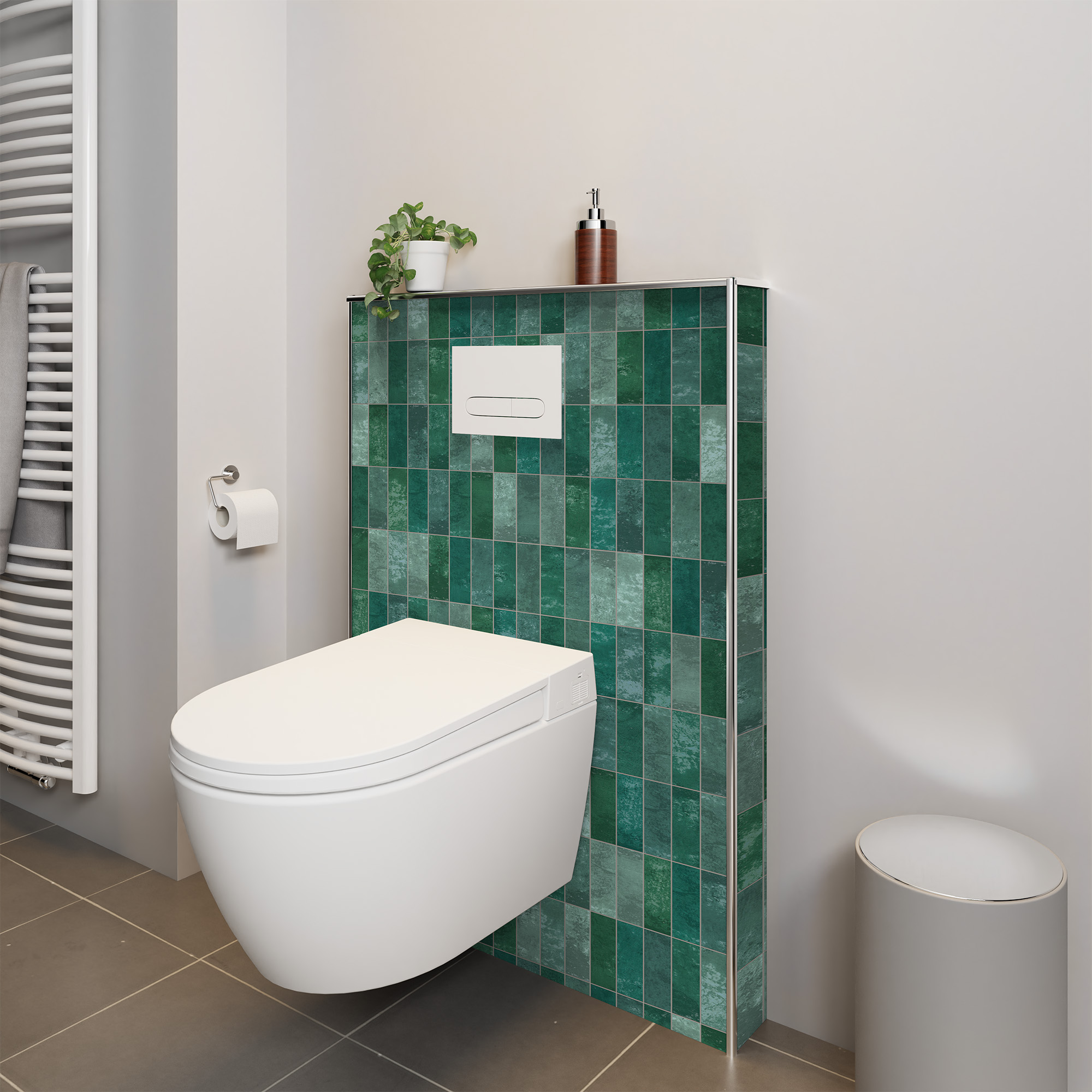 Duschrückwand Hochglanz Fliese Jadegrün Dusch-WC