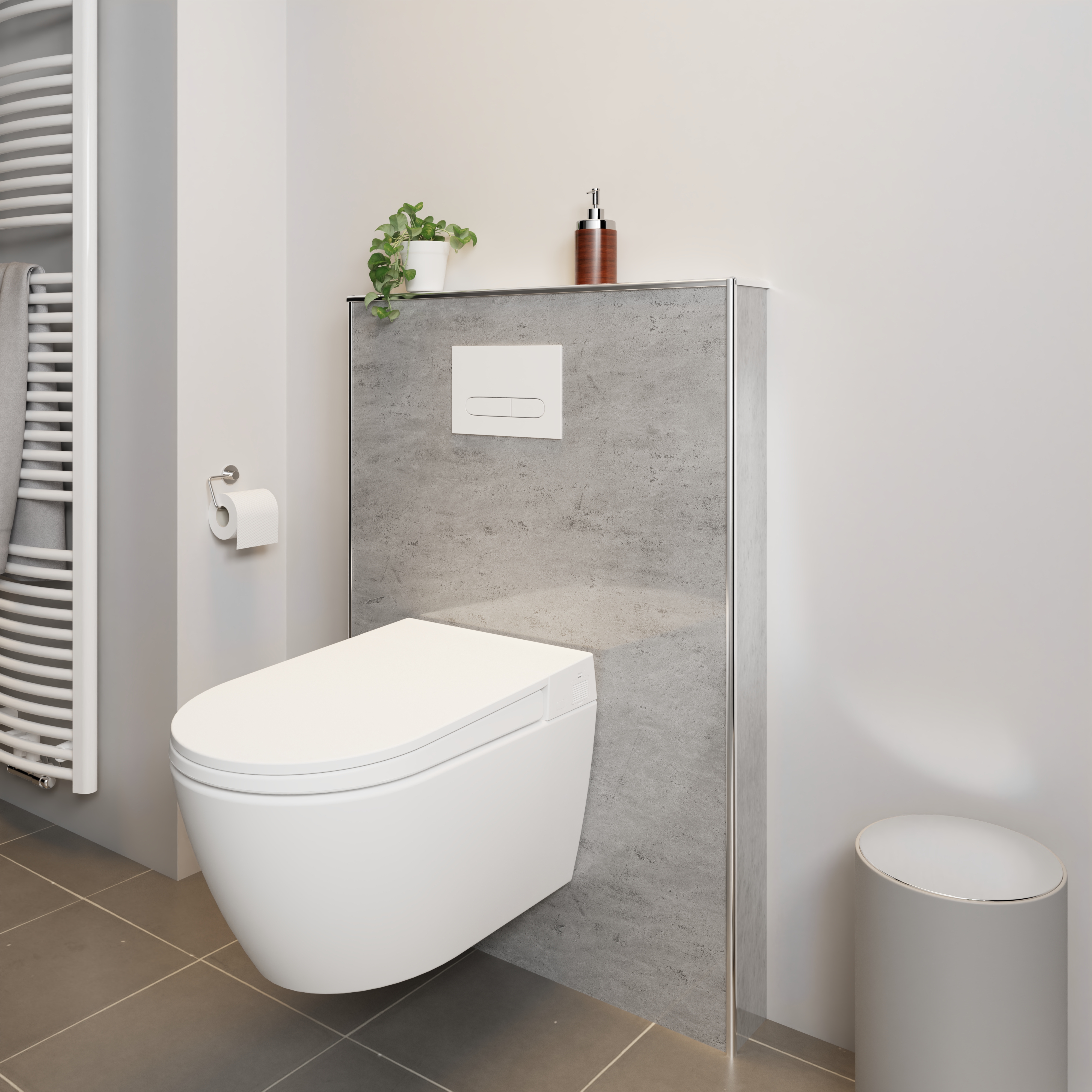 Vorwand WC, Rückwand Marmor