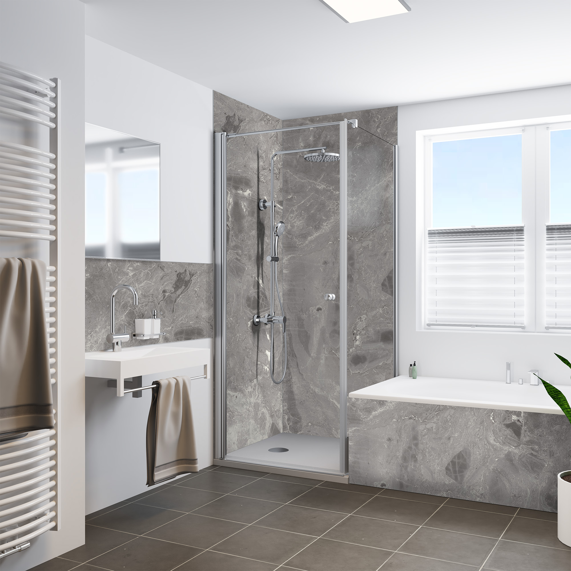 Duschrückwand Seidenmatt Marmor Dunkelgrün