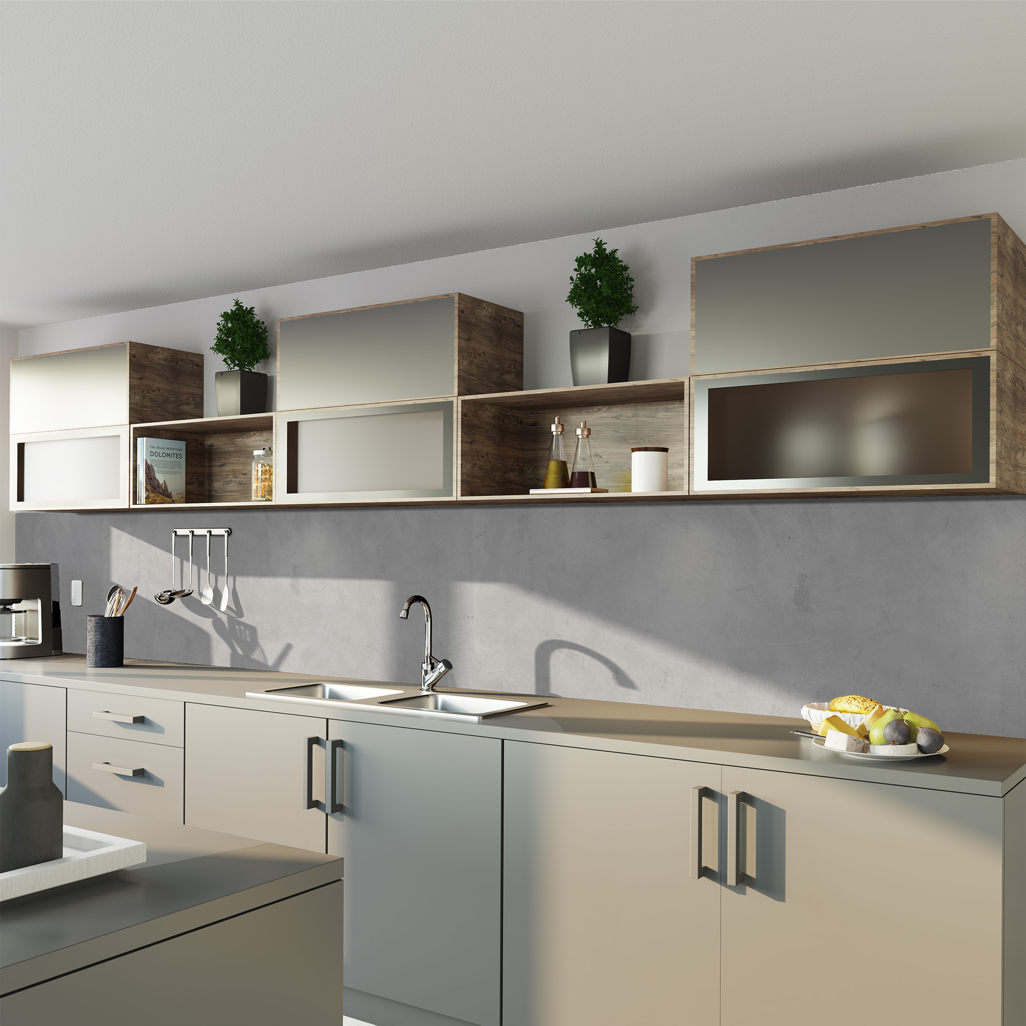 Rückwand, Beton Optik grau, Küche