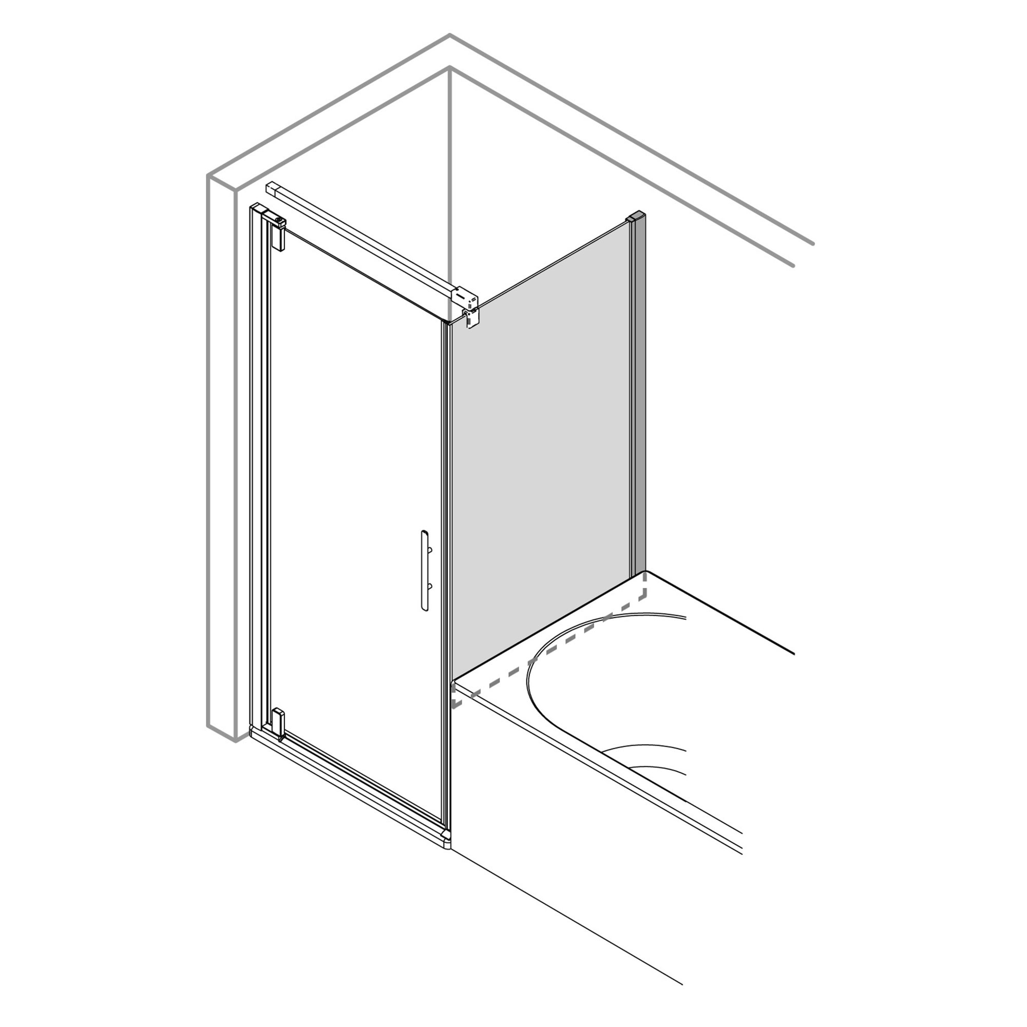 Europa Design Badewannenseitenwand rechts für Drehtür, Pictogramm