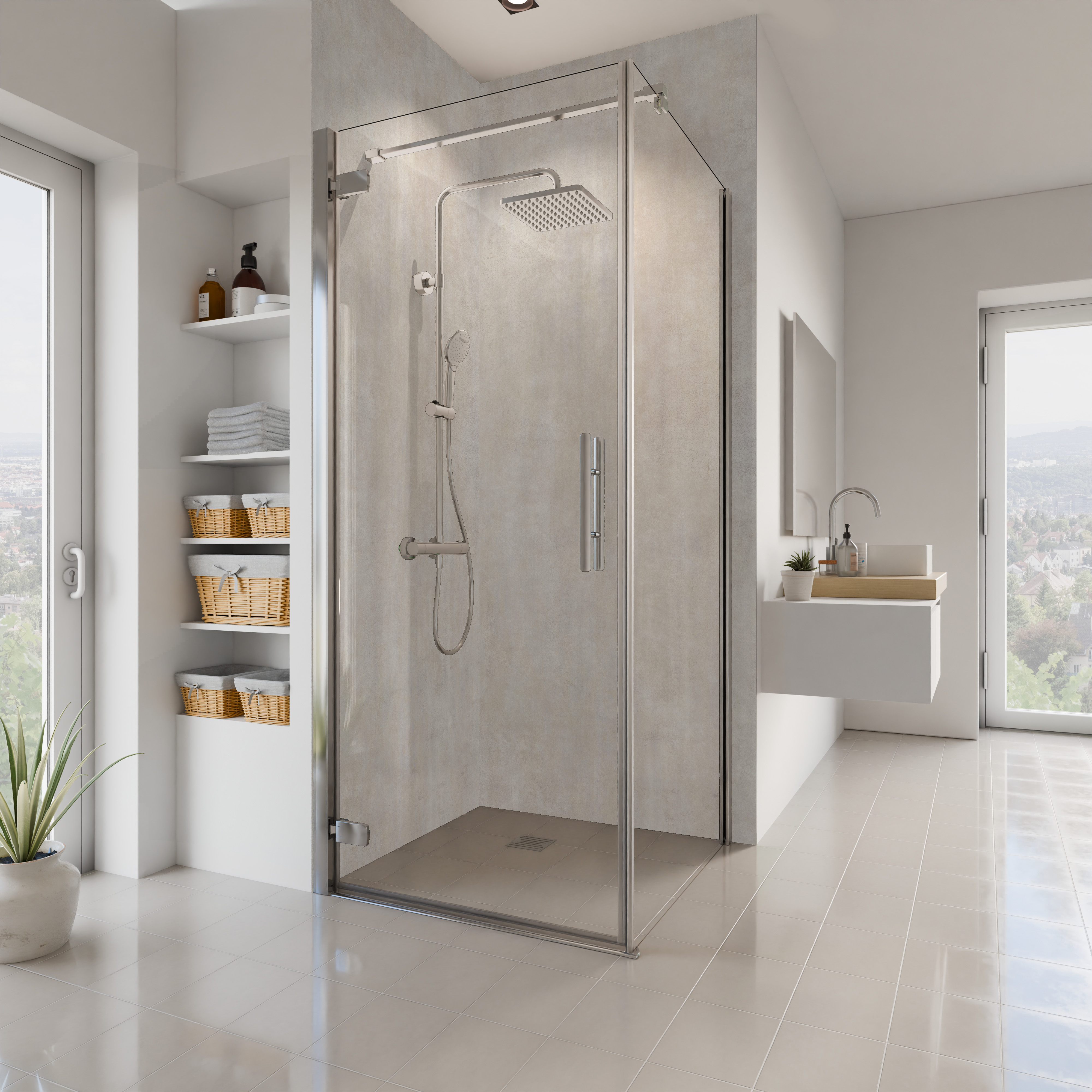 Dekor Paneele Stein Beton Optik Beige Eckeinstieg