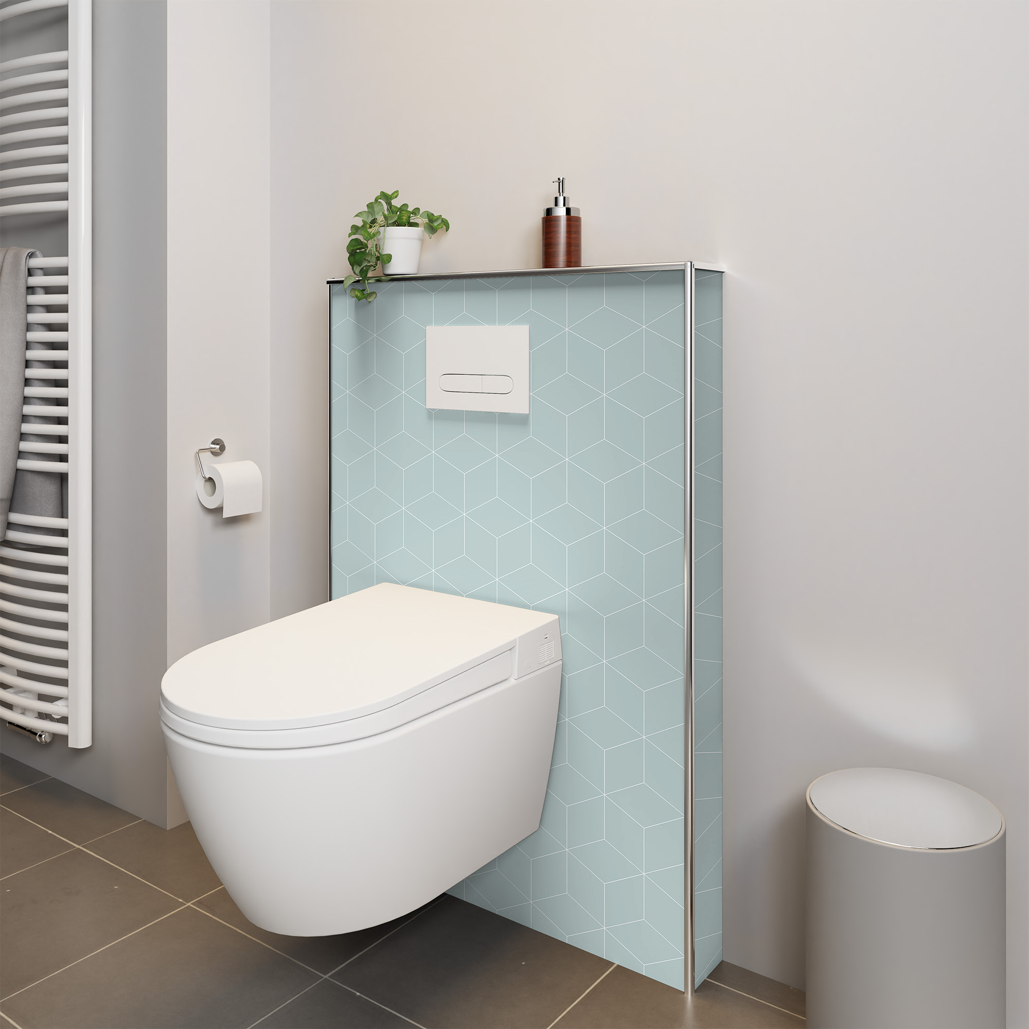 Duschrückwand Seidenmatt Hexagon Mint Dusch-WC