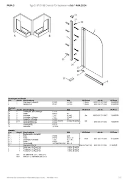 0187 Badewannenaufsatz 1-tlg. pendelbar 28.10.2025