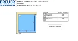 Sichtbare Glasmaße - Artikel 0601002 und 0603002