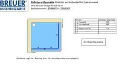 Sichtbare Glasmaße - Artikel 3384003 und 3386003