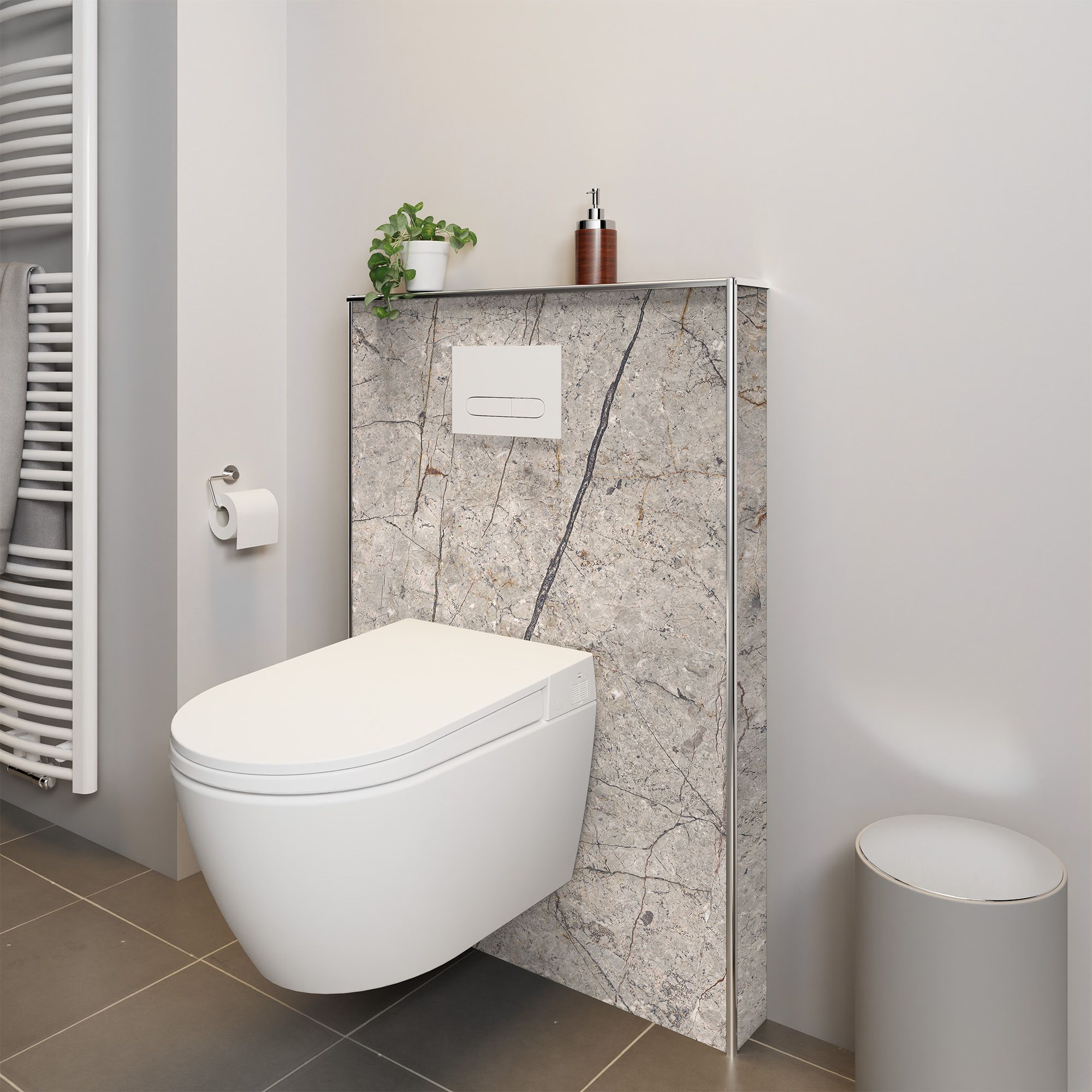 Duschrückwand Seidenmatt Naturstein Tundra Dusch-WC