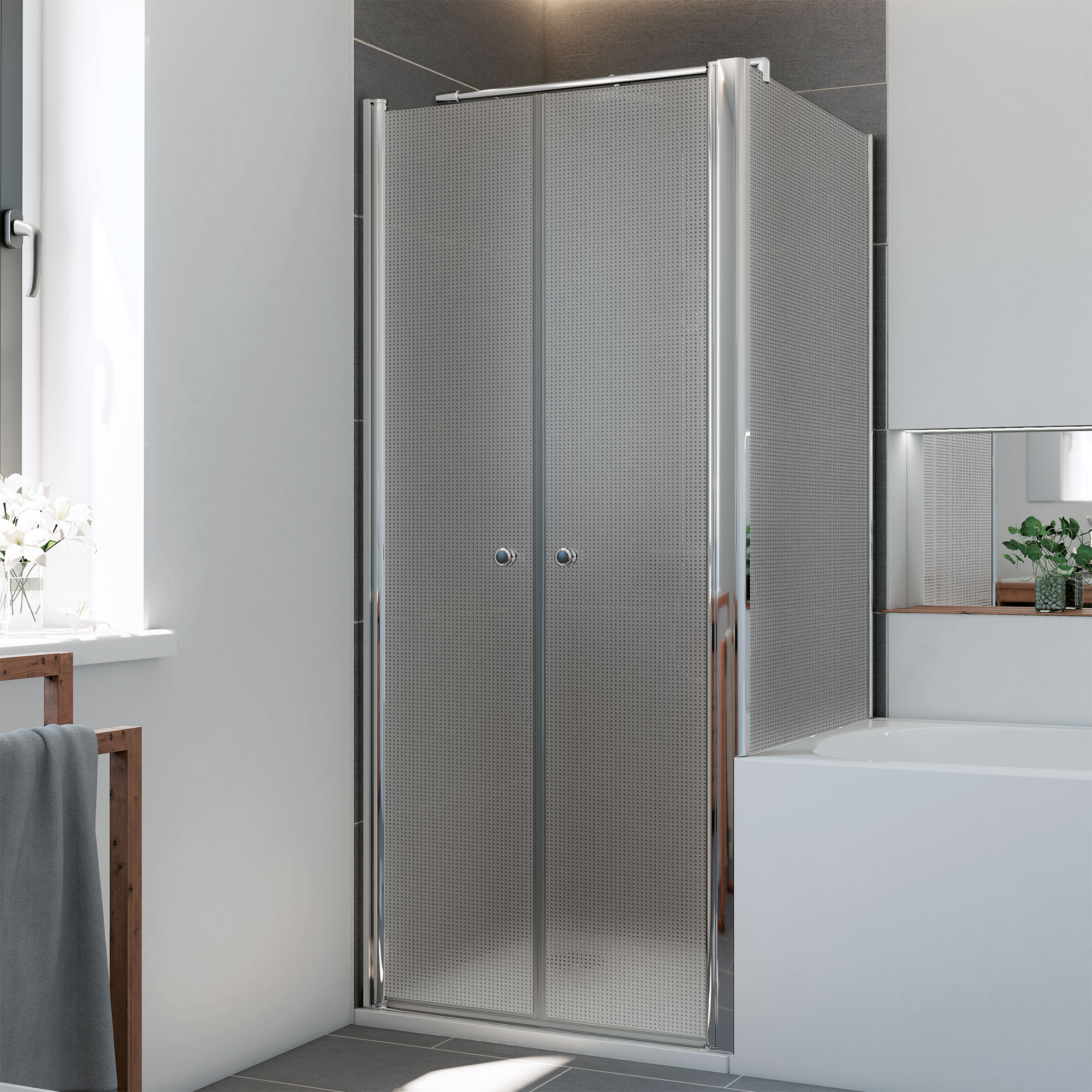 Elana 6: Badewannenseitenwand für Dreh- 6 Pendeltür, Mastercarre