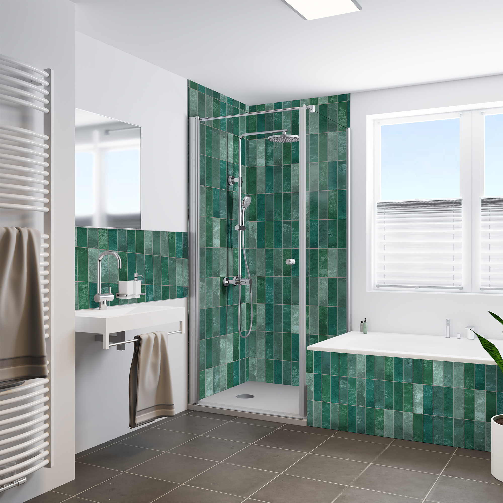 Duschrückwand Hochglanz Fliese Jadegrün