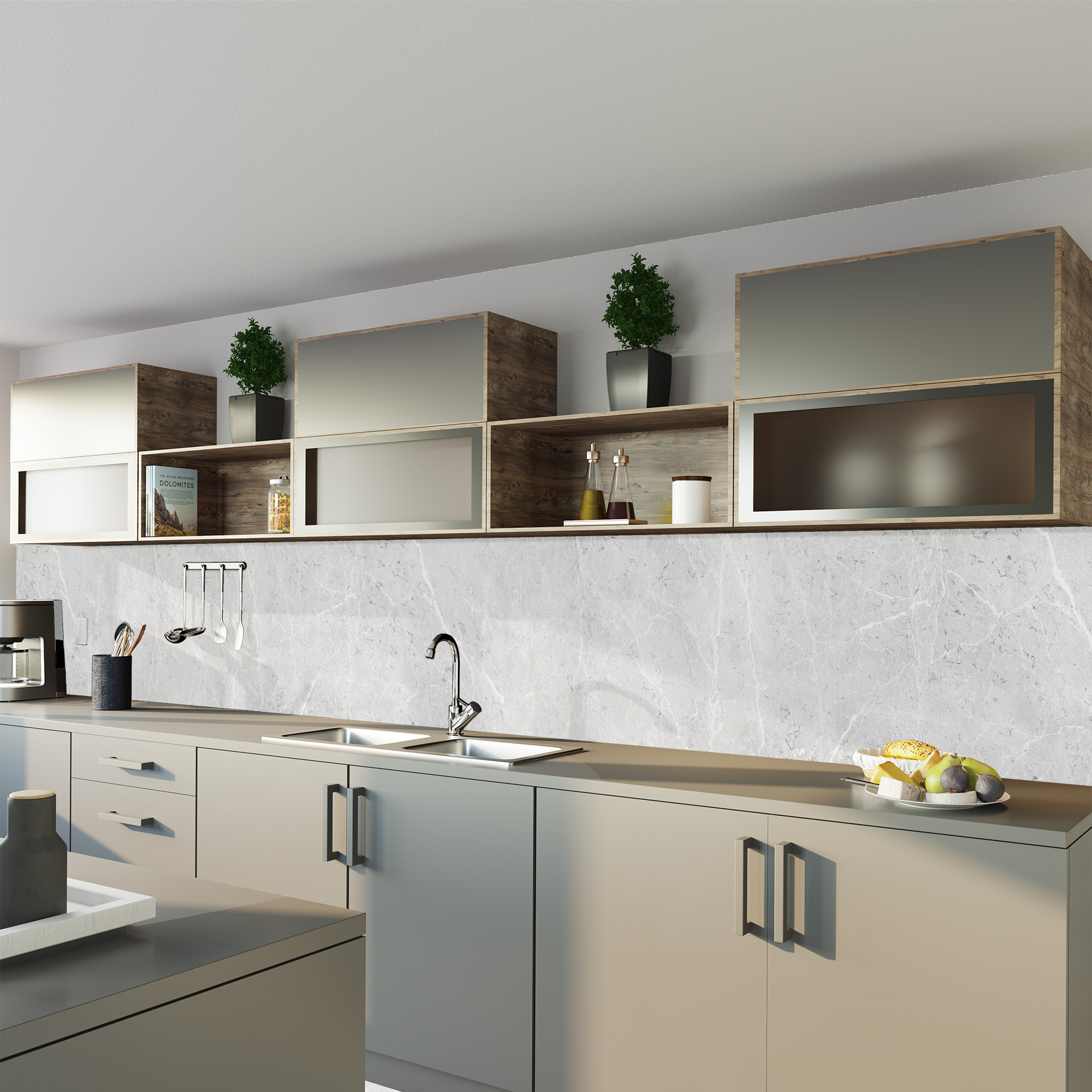 Duschrückwand Matt geperlt Marmor light grey
