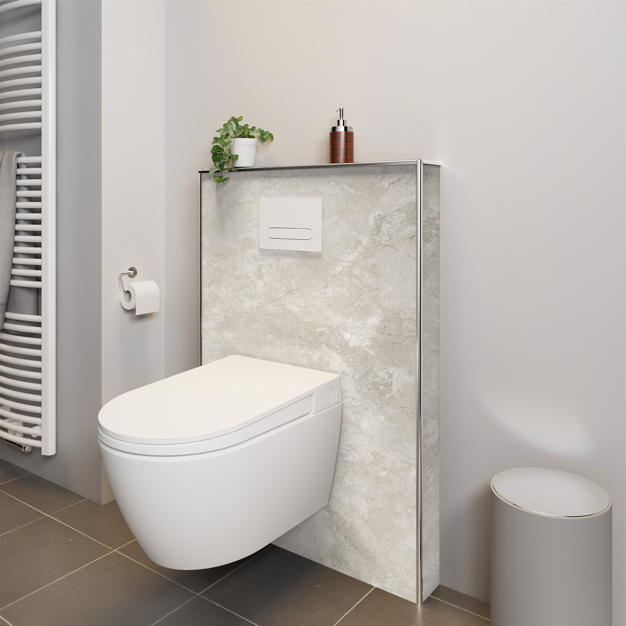 Seidenmatt Marmor Beige, WC an Vorwand