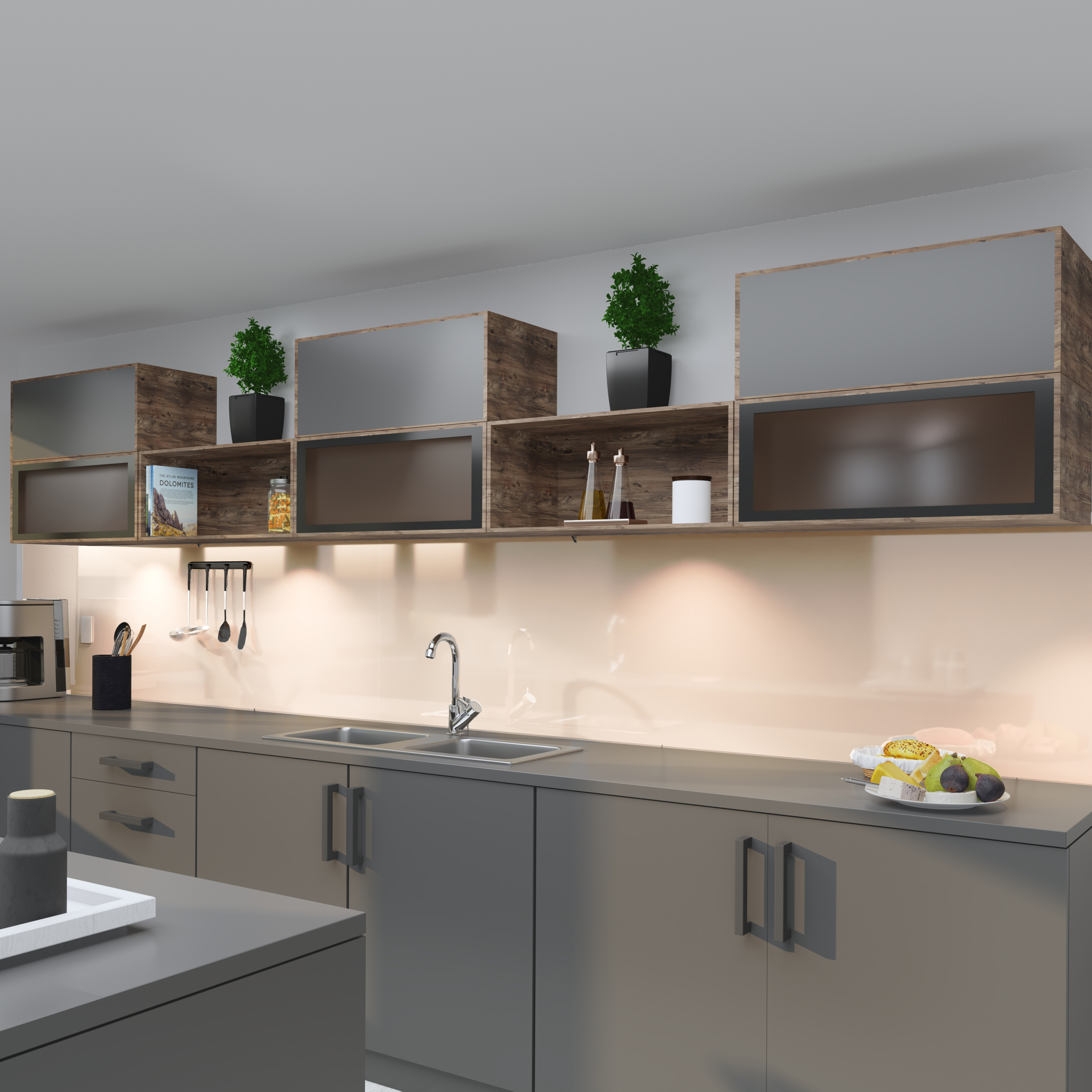 Duschrückwand Hochglanz Beige Küche