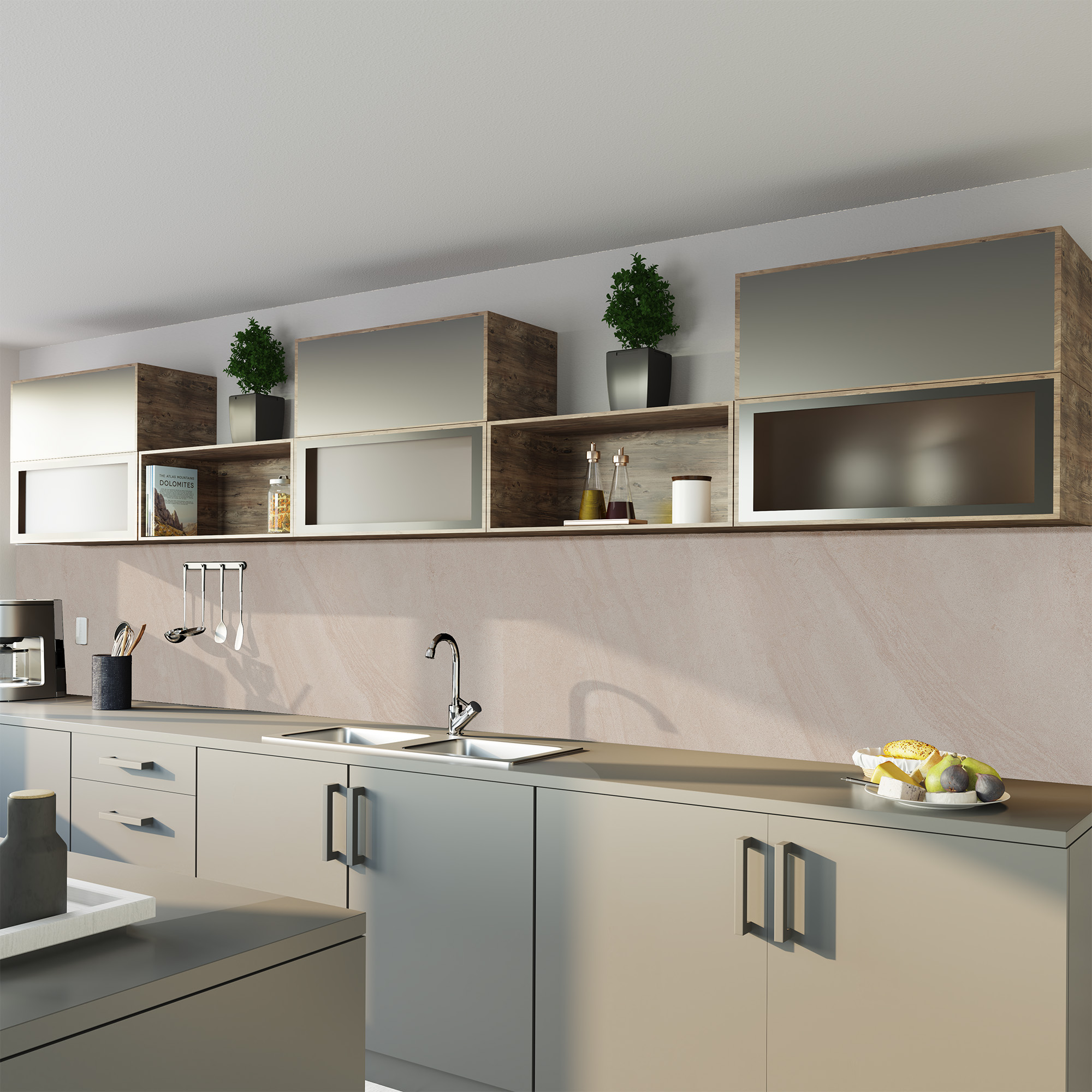 Duschrückwand Steinstruktur Naturstein Beige Küche