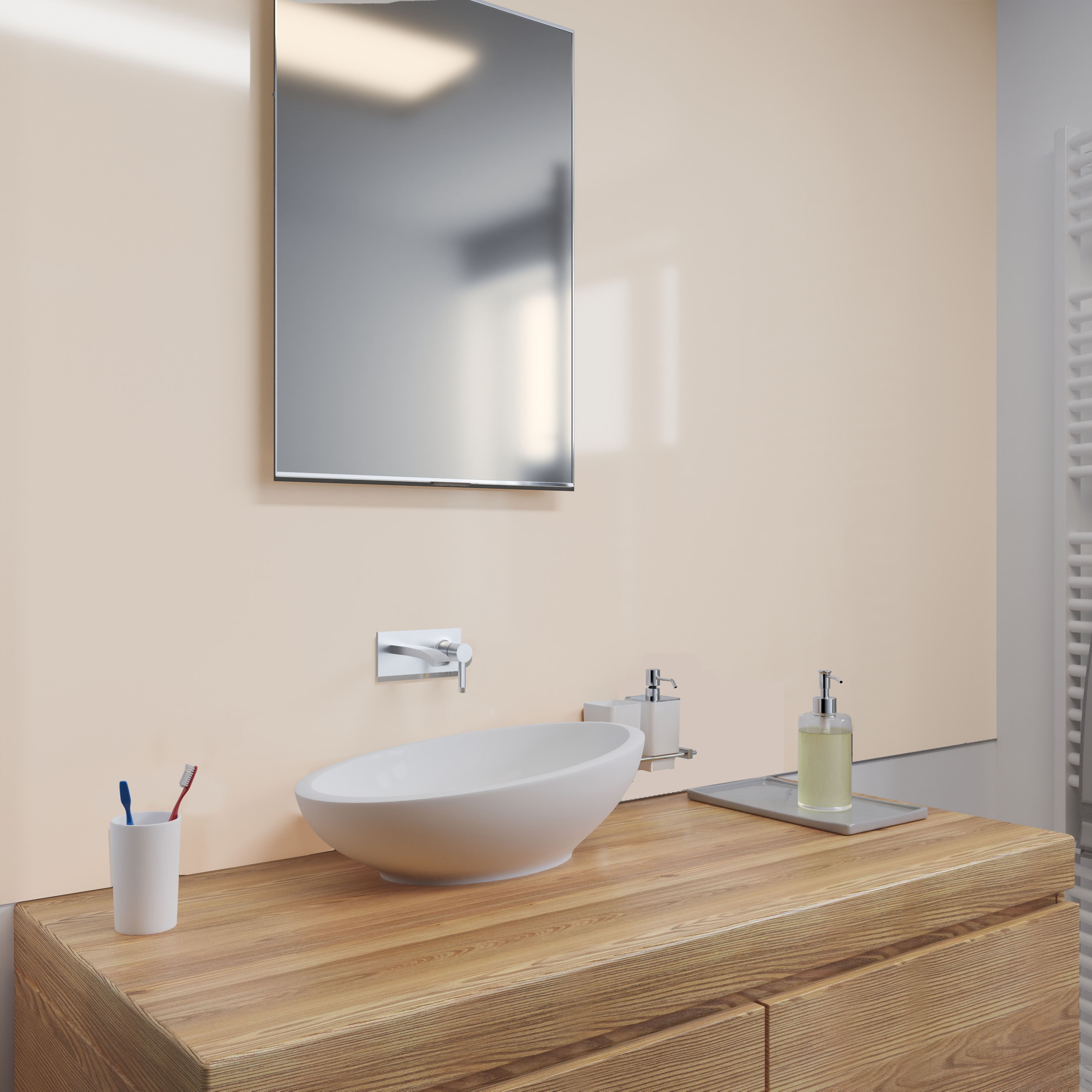 Duschrückwand Hochglanz Beige Waschtisch