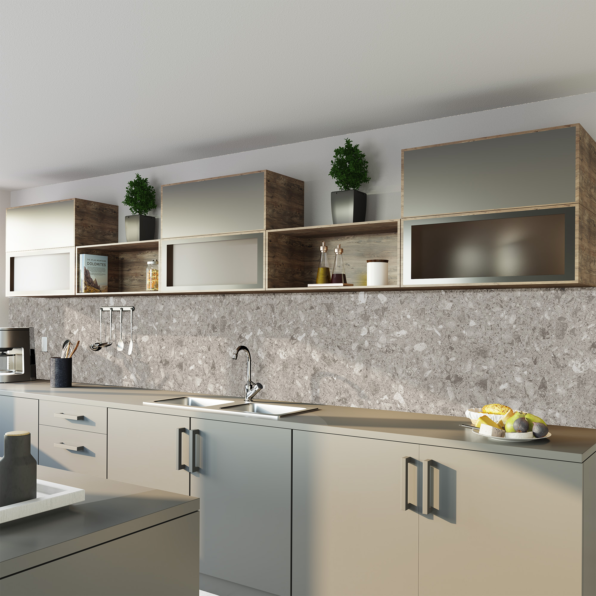 Duschrückwand Seidenmatt Terrazzo Beige Küche