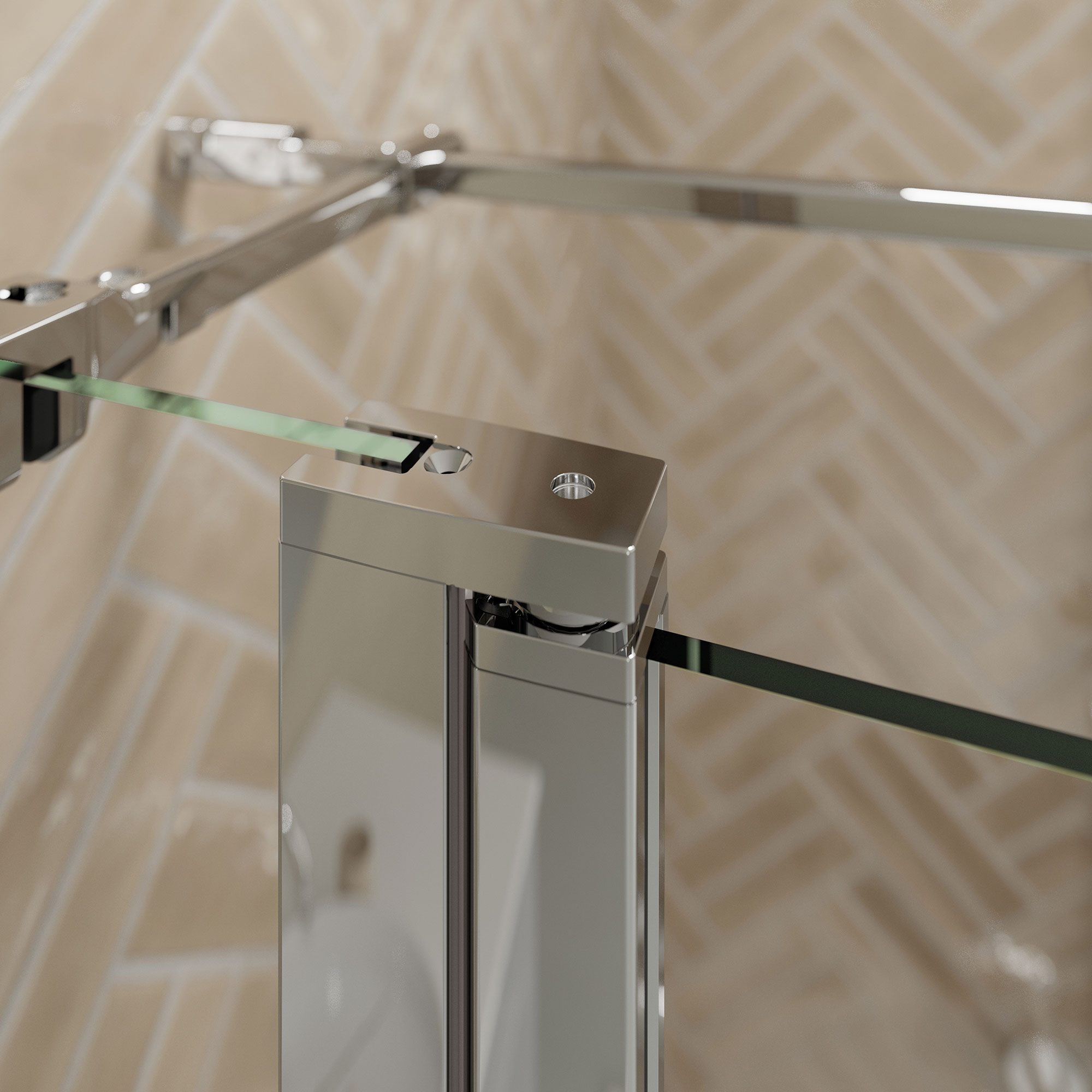 Elana 2.0 eckig Pendeltür für Nische oder für verkürzte Seitenwand auf der Wanne - Nische - silber, Detail Drehholm