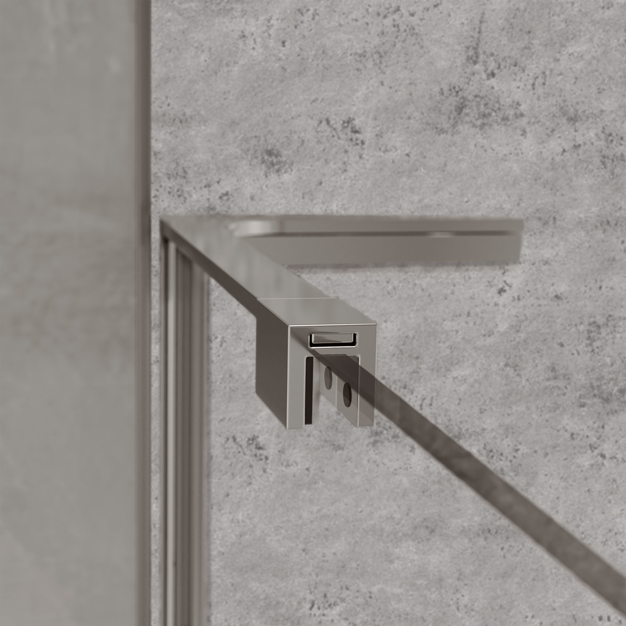 Panorama Duschwand alleinstehend mit L-Stabilisator