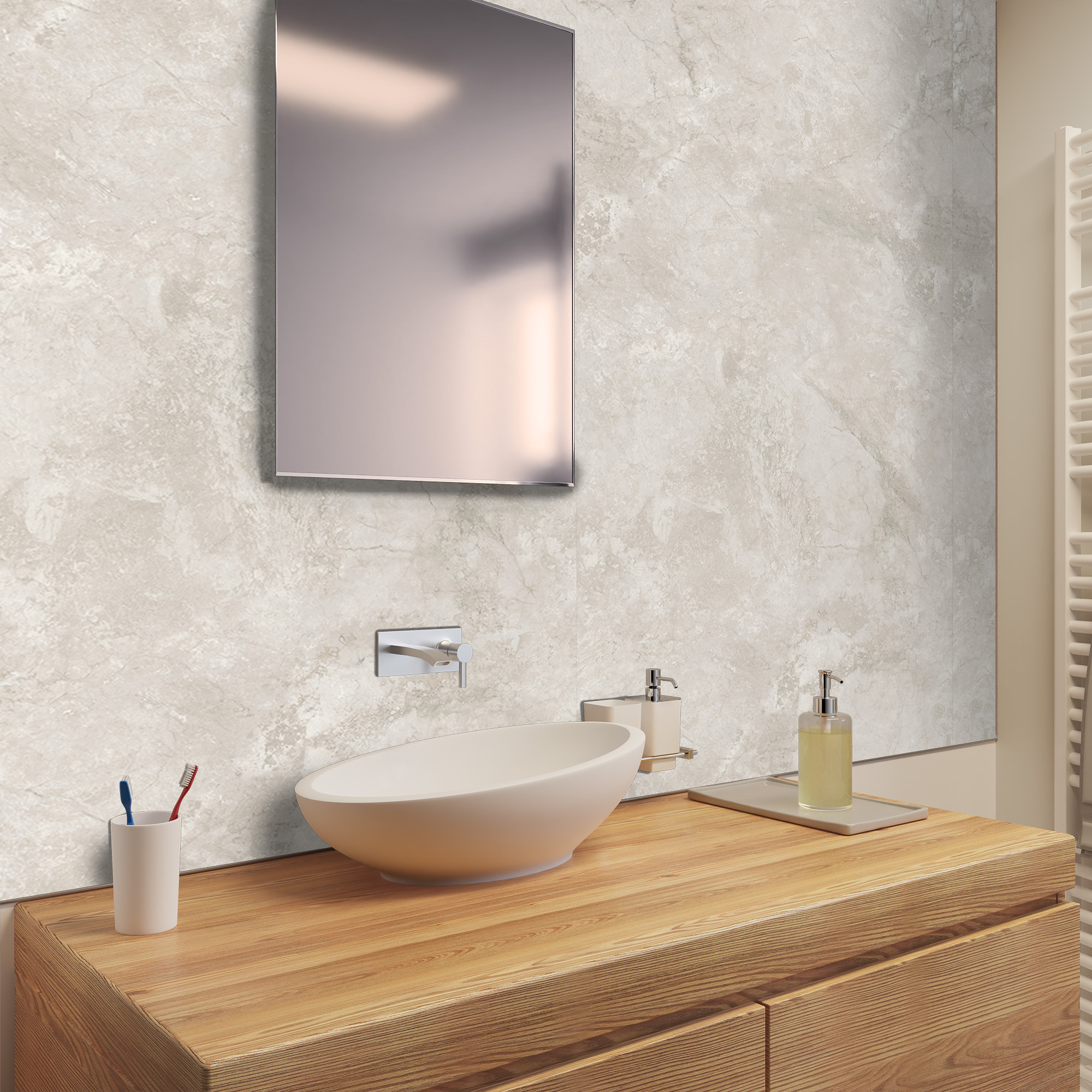 Duschrückwand Matt geperlt Marmor beige