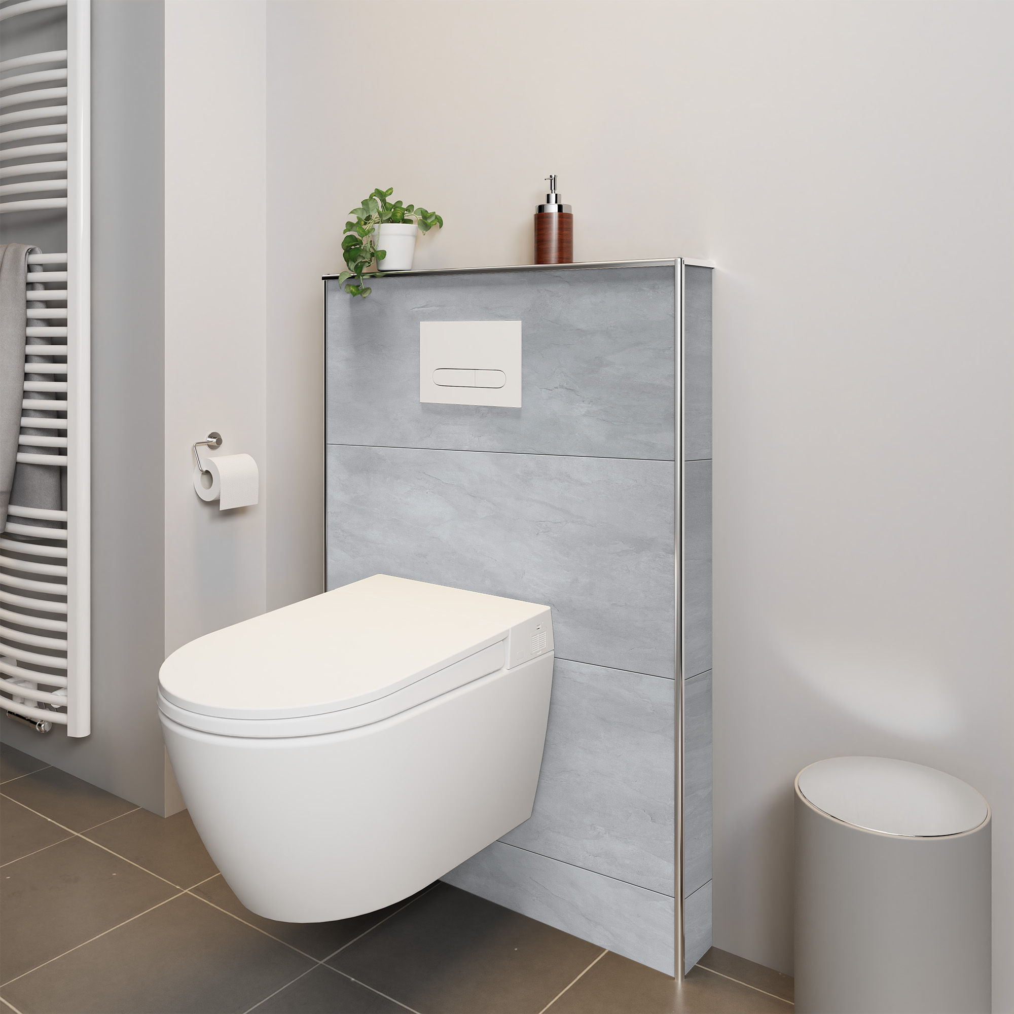 Rückwand, Große Fliese Grau