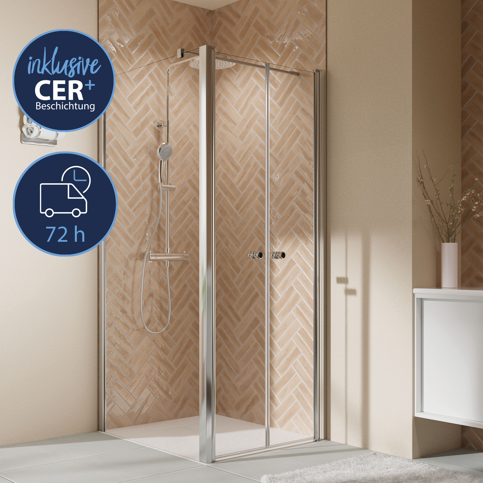 Elana 2.0 rund Pendeltuer fuer SW, Anschlag links, alu chromeffekt