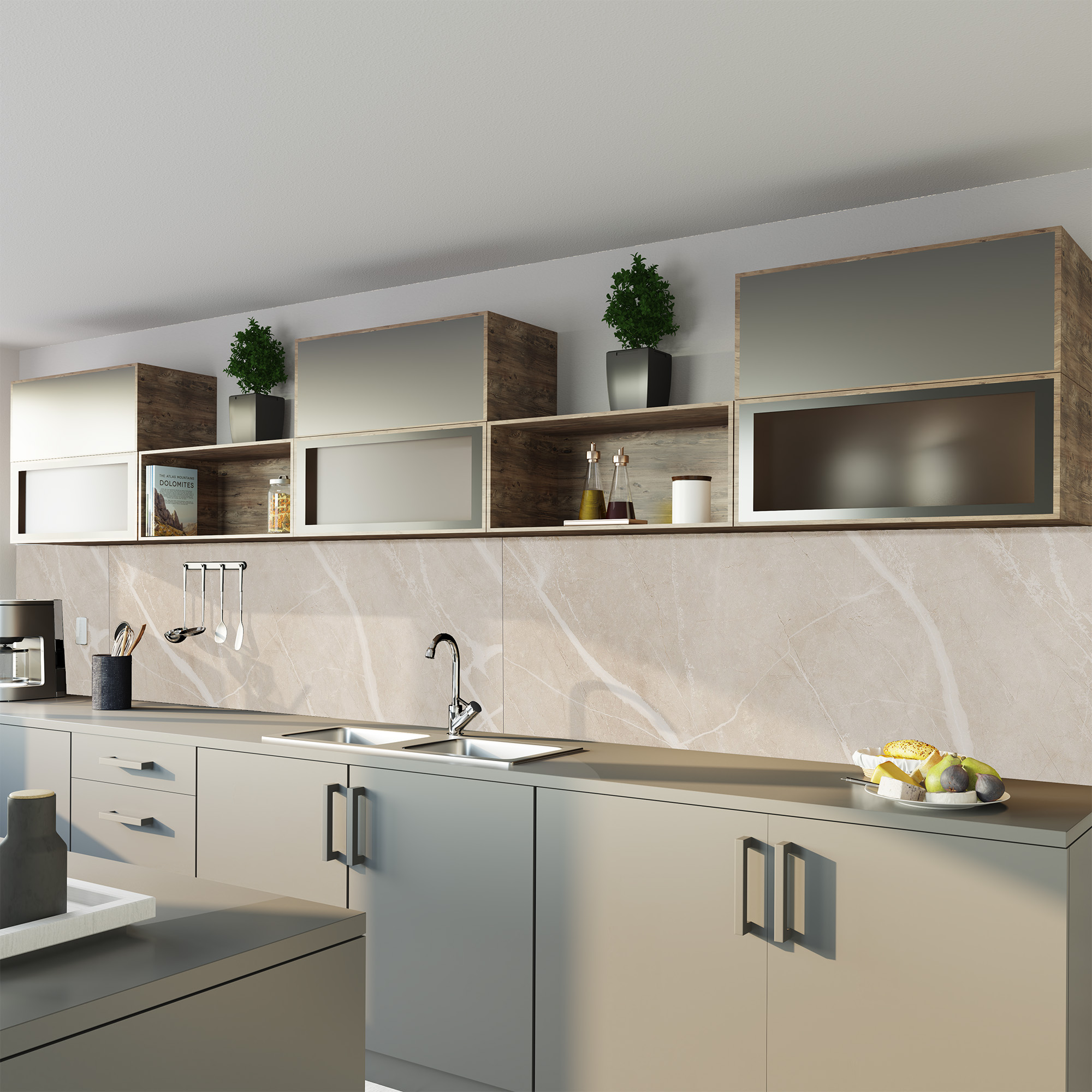 Duschrückwand Seidenmatt Marmor beige