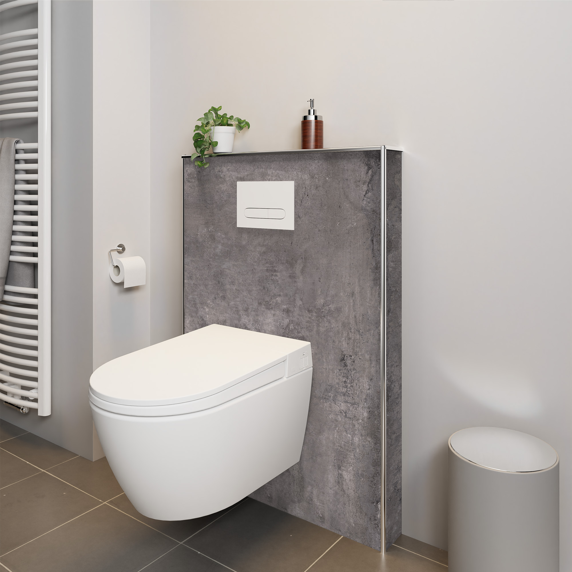 Seidenmatt Beton Rustik, WC an Vorwand