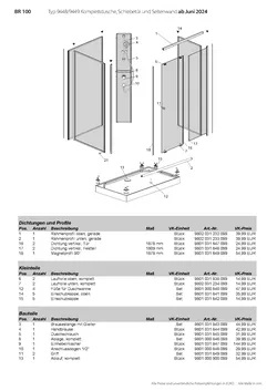 Komplettdusche Gleittür / Schiebetür 2-tlg. mit Seitenwand 01.07.2025