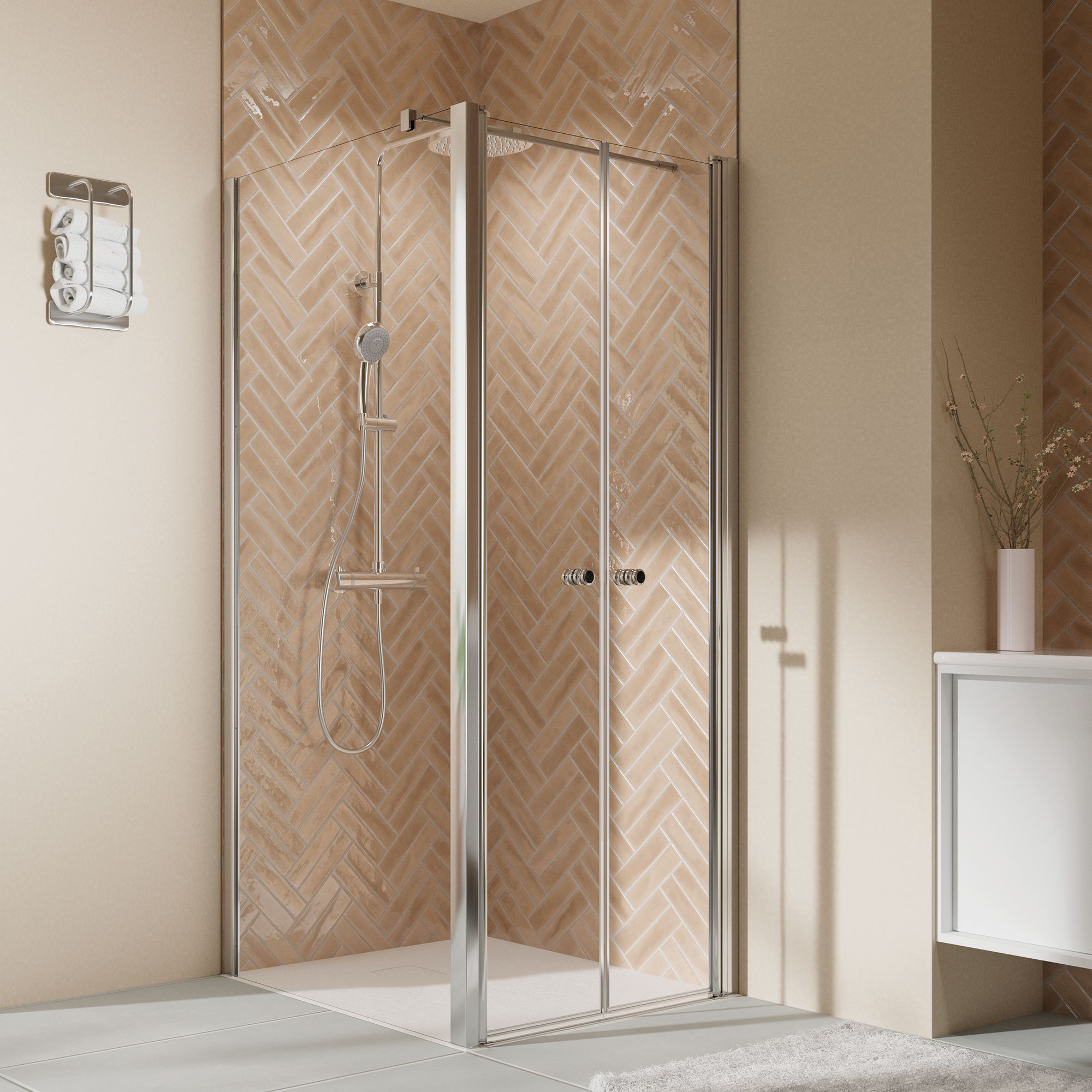 Elana 2.0 rund Pendeltuer fuer SW, Anschlag links, alu chromeffekt