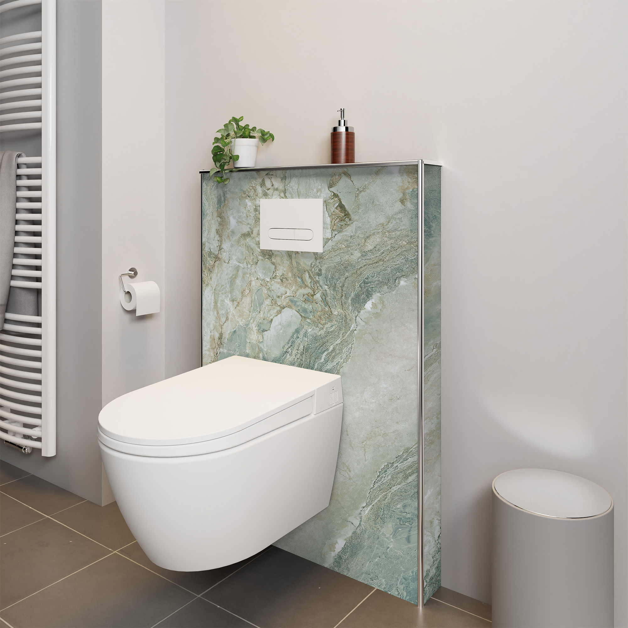 Duschrückwand Seidenmatt Onyxmarmor Grün Dusch-WC