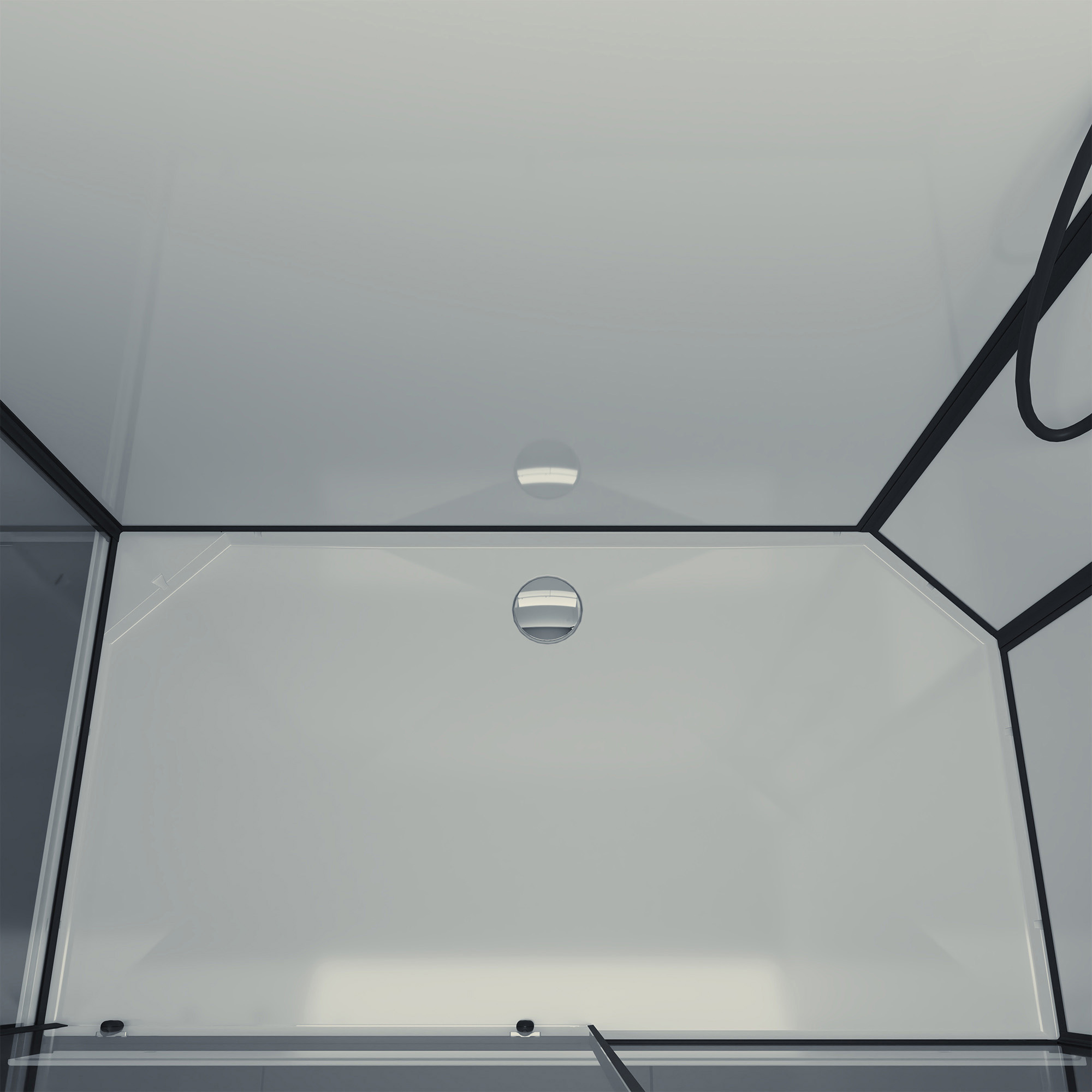 Komplettdusche BR 100: Schiebetür und Seitenwand, Anschlag rechts, Detail Duschwanne