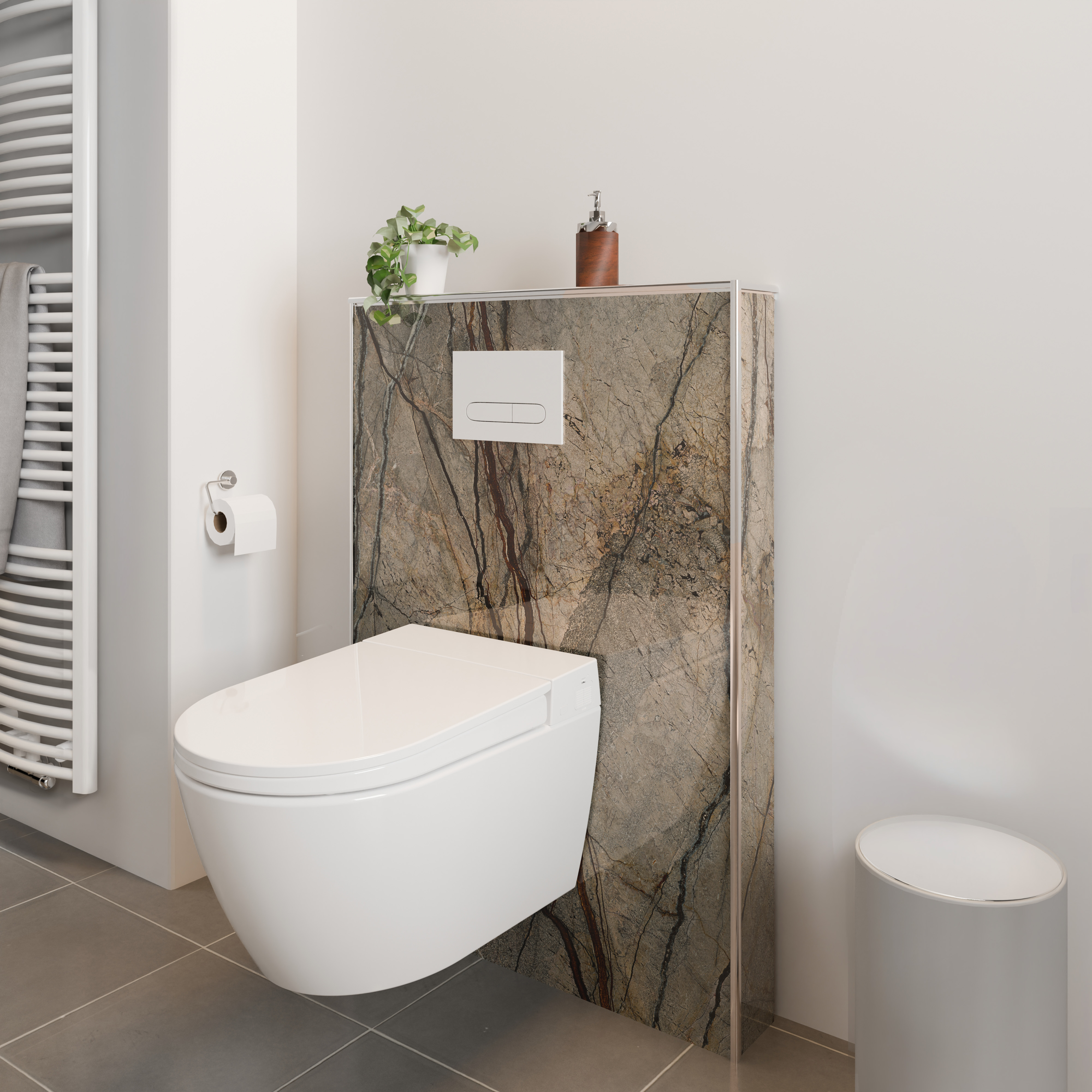 Duschrückwand Hochglanz Marmor Marone Dusch-WC