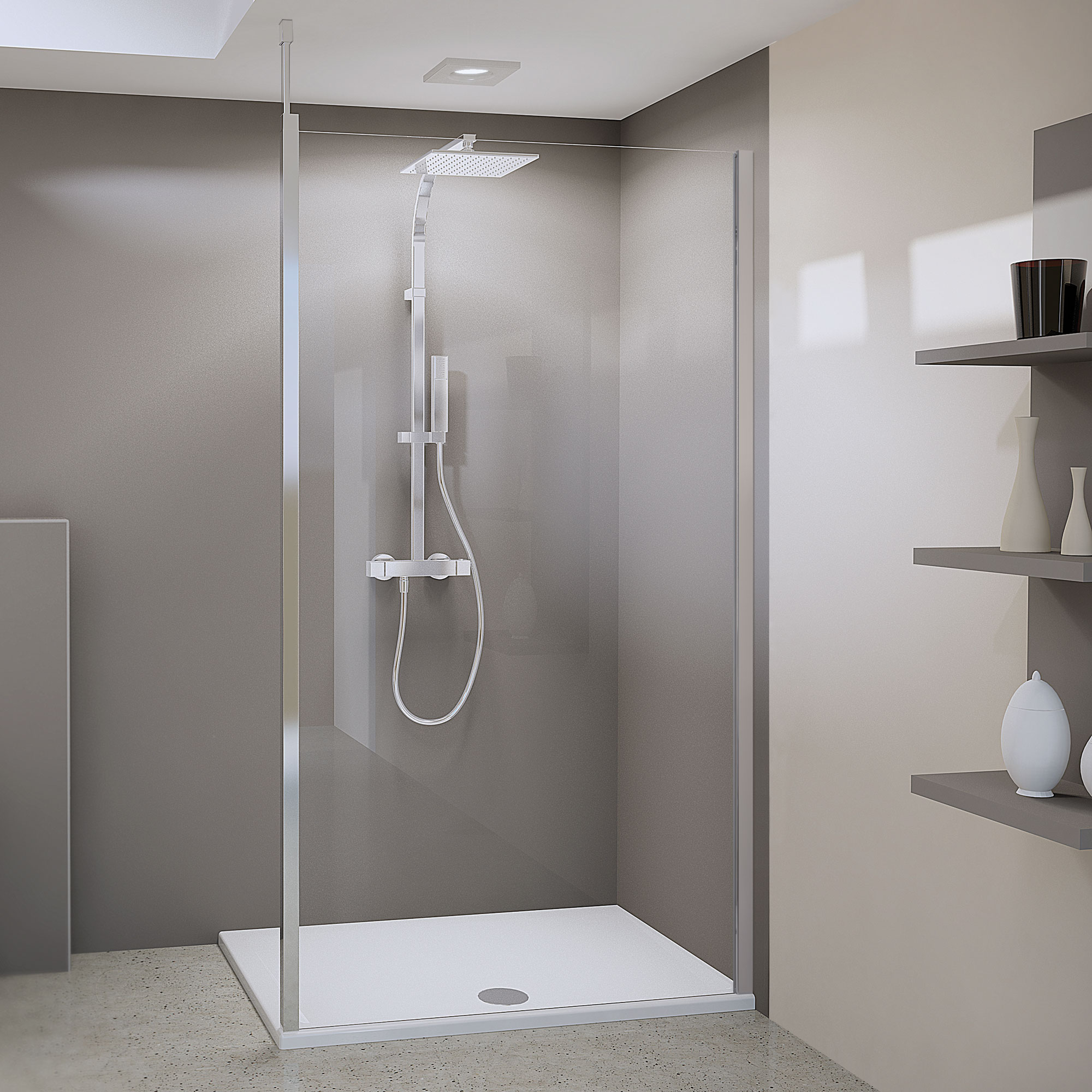 Panorama Walk-In flex mit Deckenstabilisator