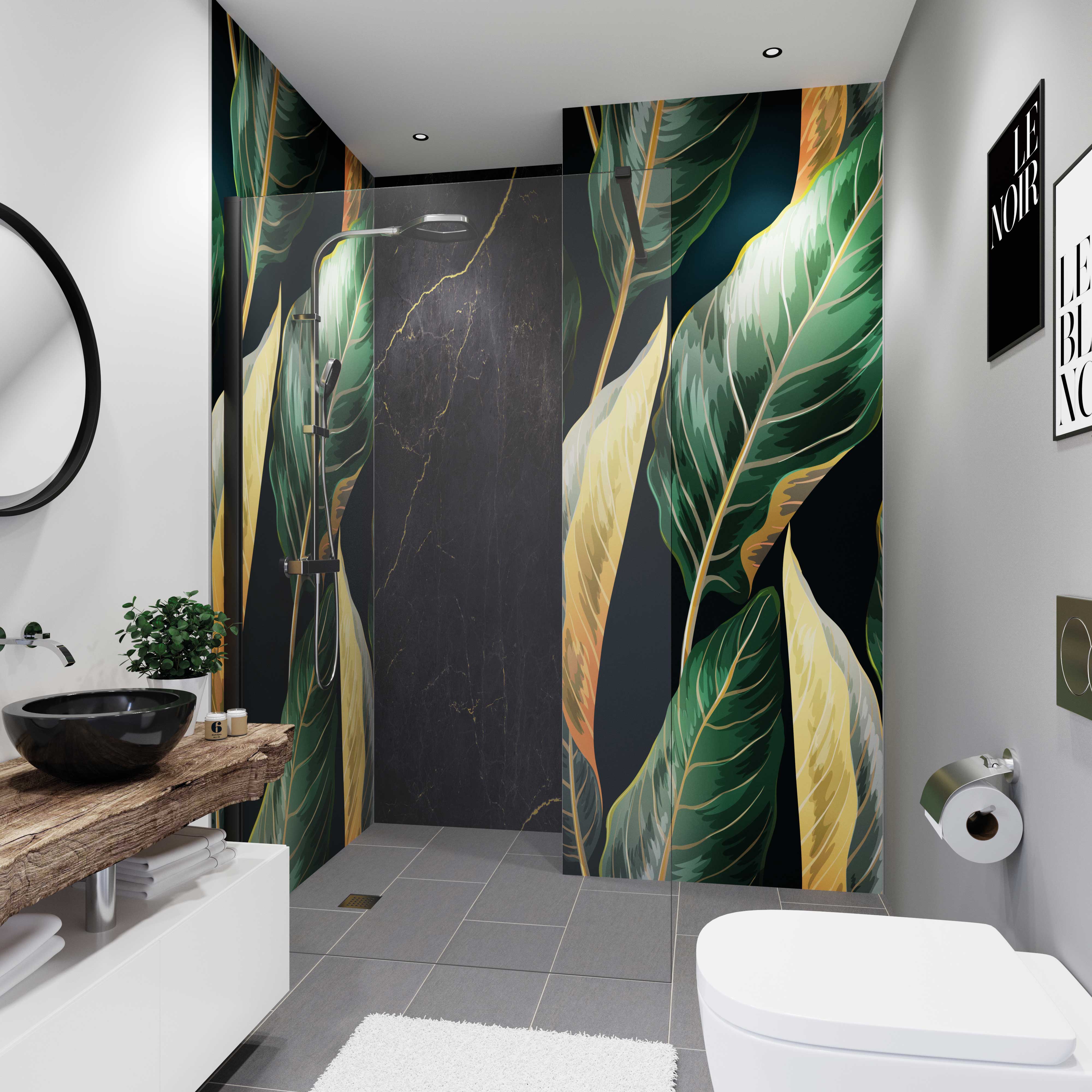 duschrueckwand_563_Blätter Vintage Milieu