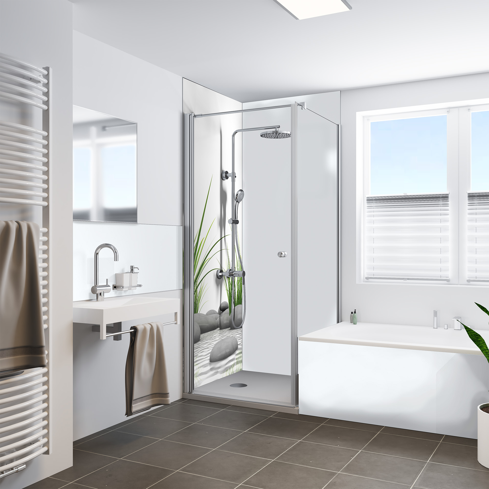 Duschrückwand Foto Weiß matt geperlt Dusche+BSW