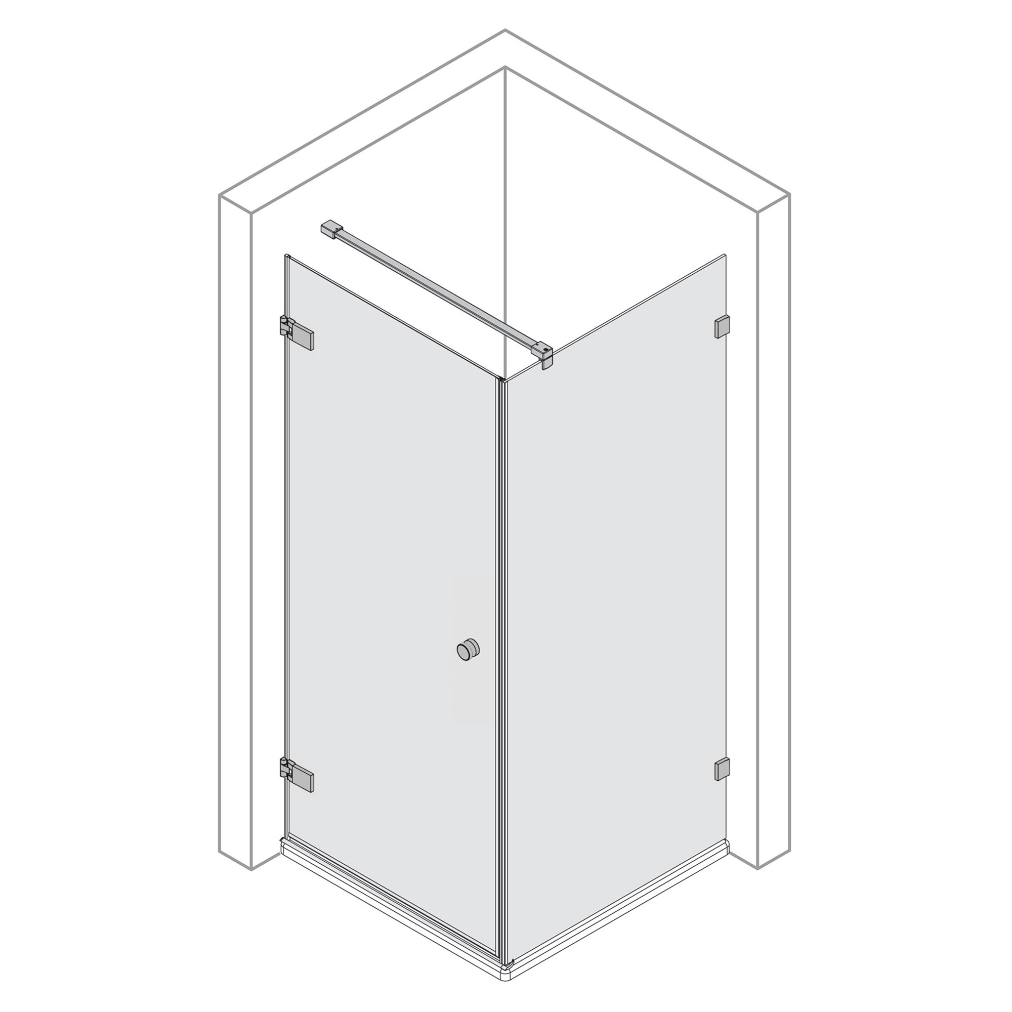 First Glass: Drehtür links mit Seitenwand, Innen- & Außenöffnung, Pictogramm