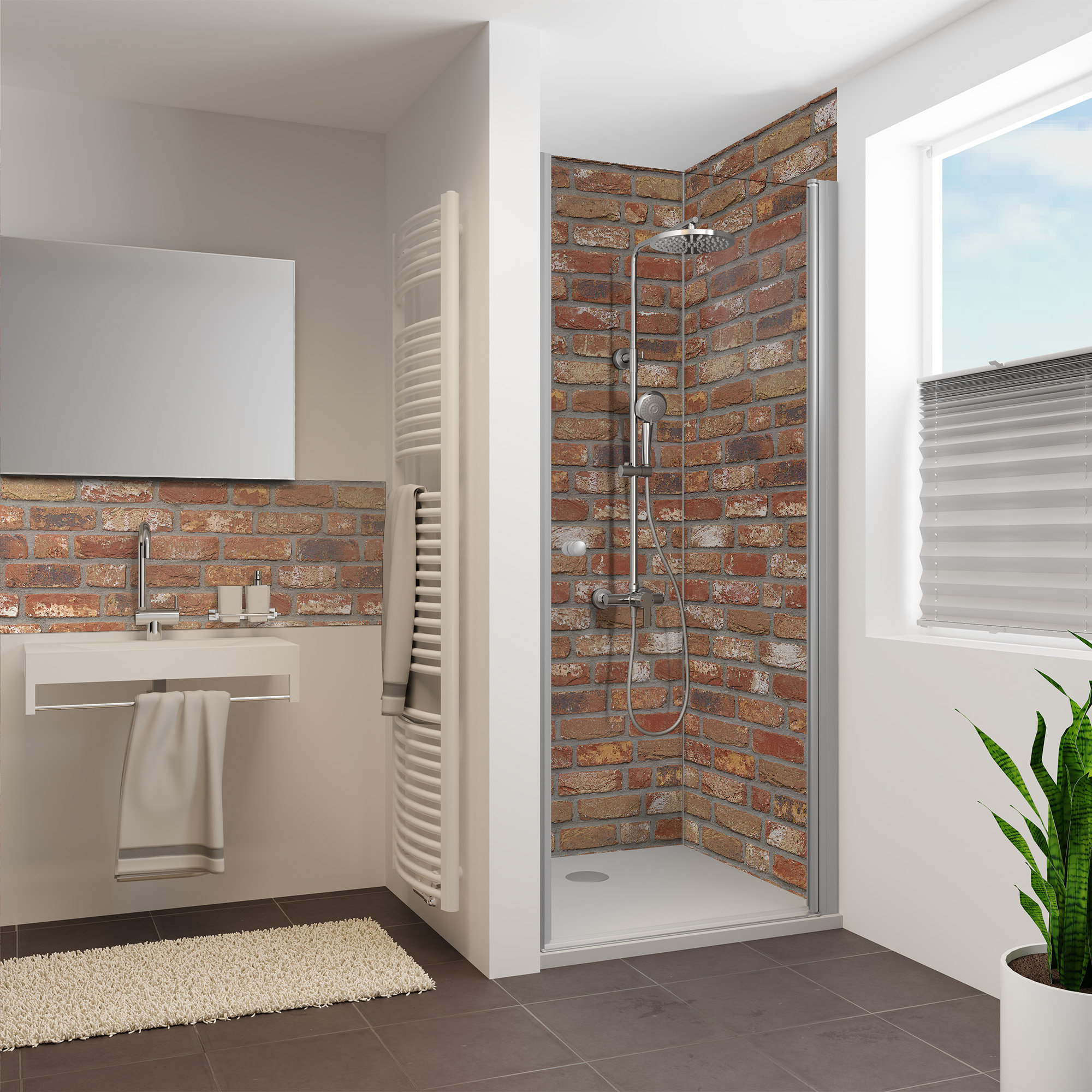 Rückwand, Mauer Optik rot