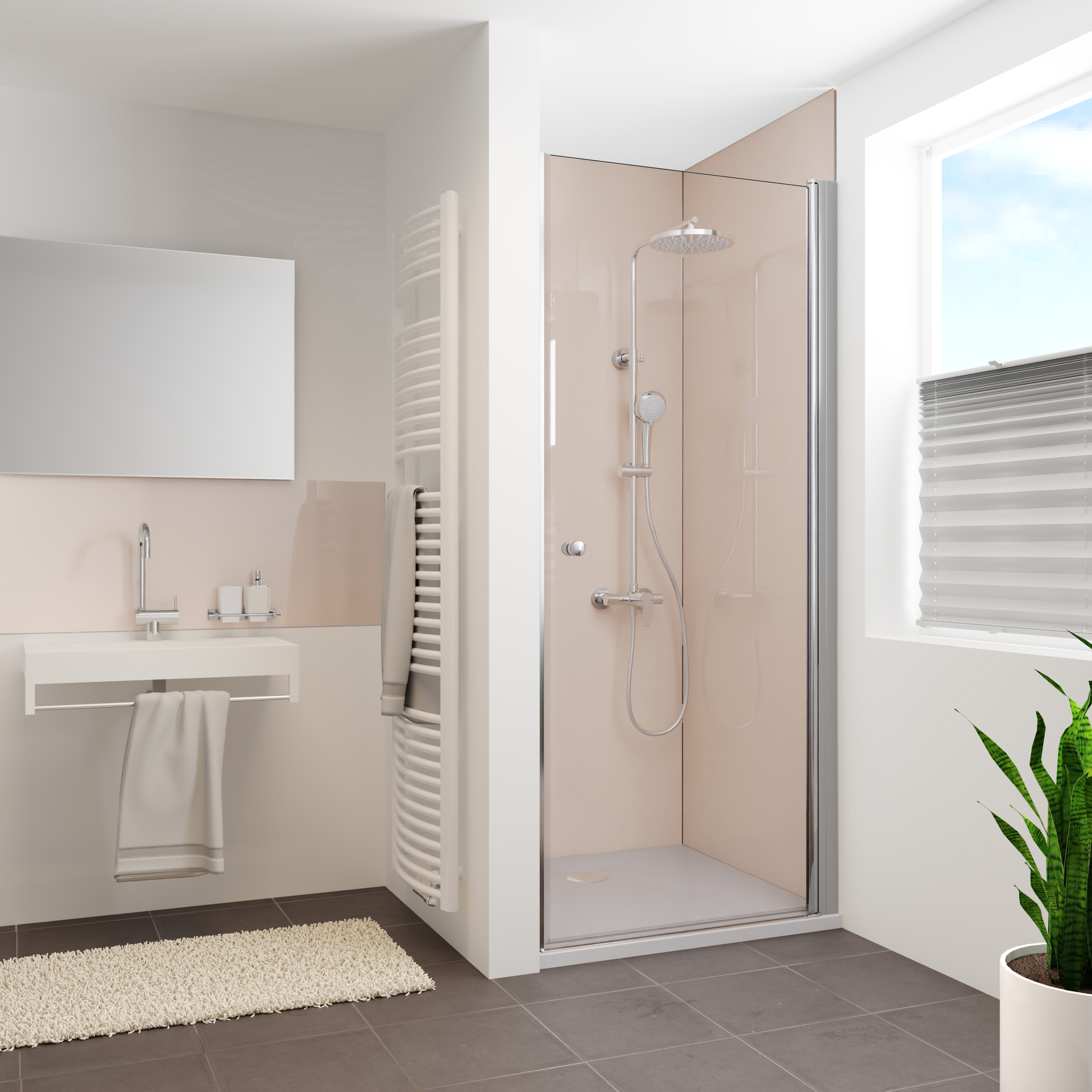 Duschrückwand Hochglanz Beige Nische