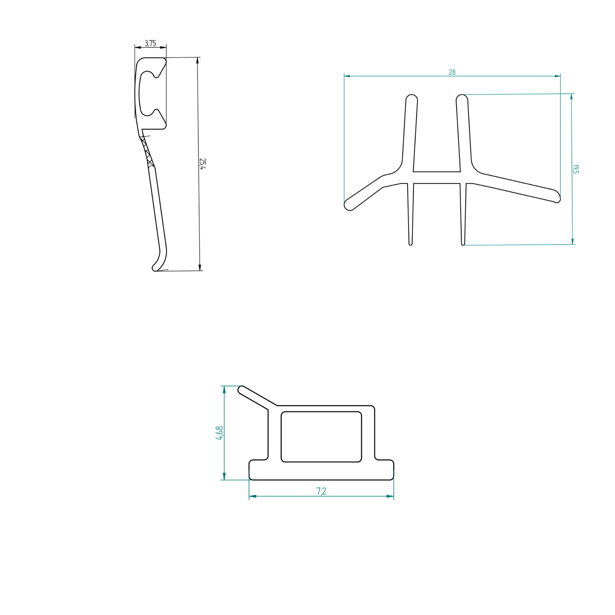 Dichtungsset für Elana Pendeltür & Seitenwand, Maße
