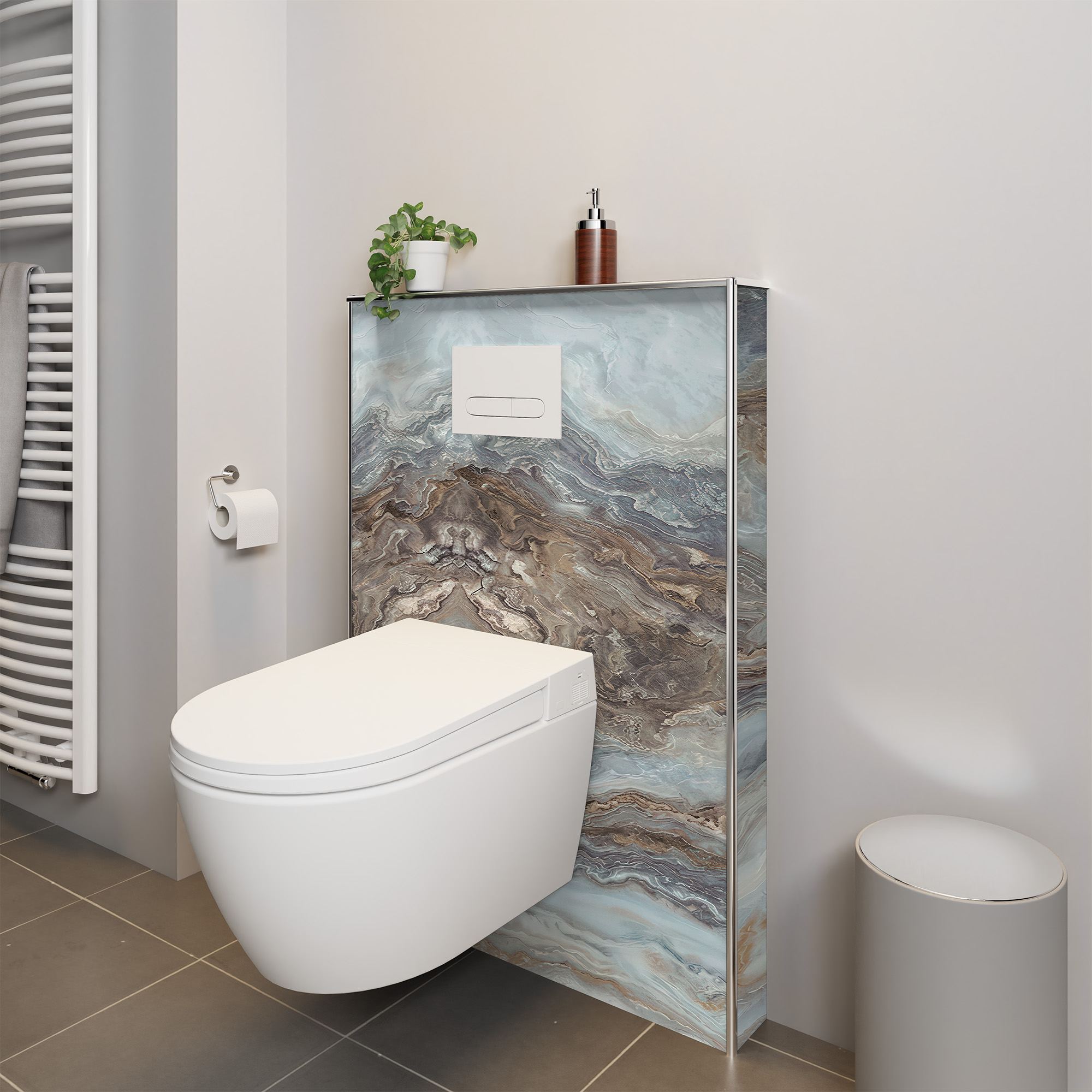 Duschrückwand Seidenmatt Marmor Achat Beige Dusch-WC